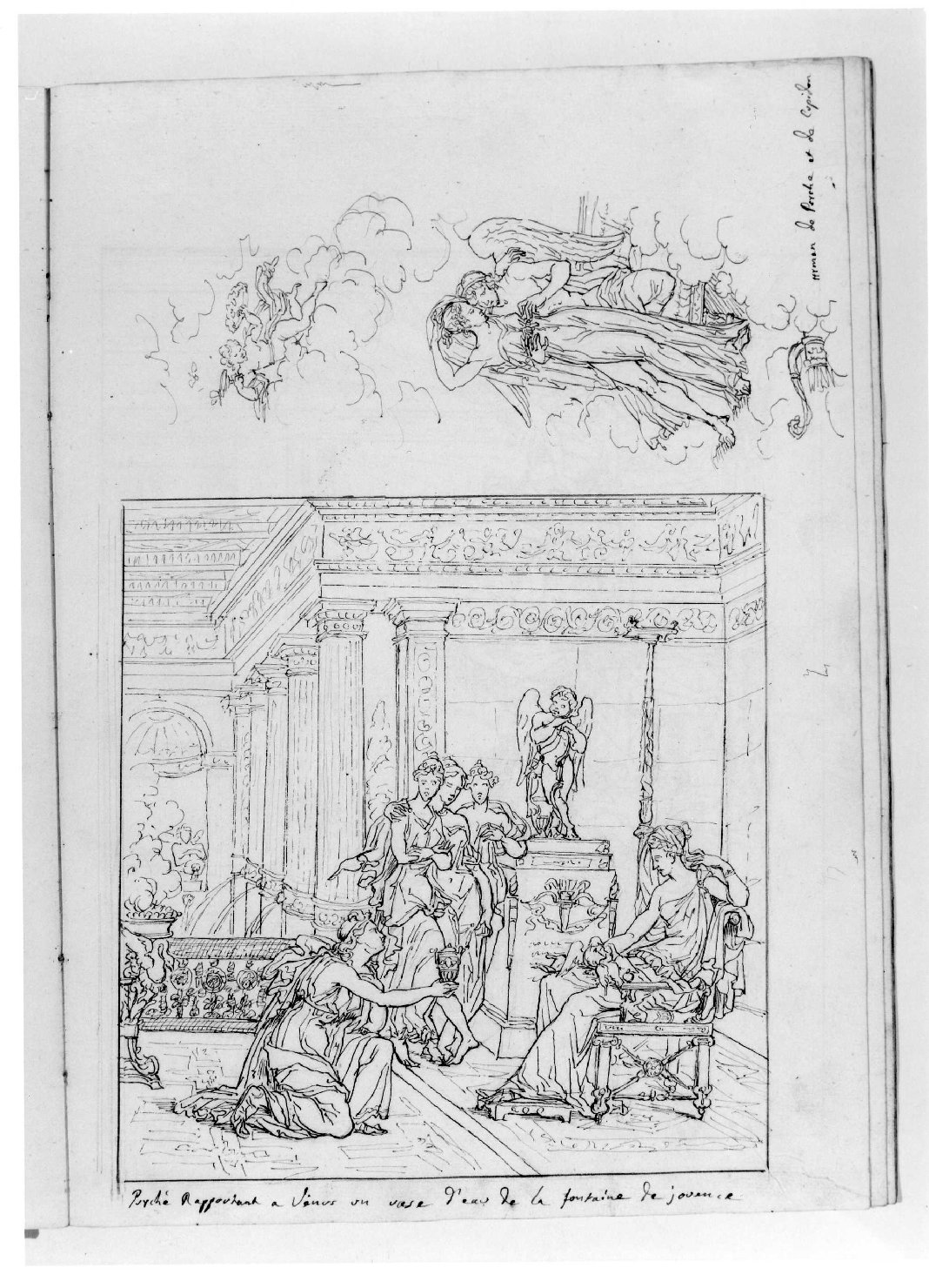 Psiche e Cupido, Psiche e Venere (disegno, serie) di Comerio Agostino (sec. XIX)