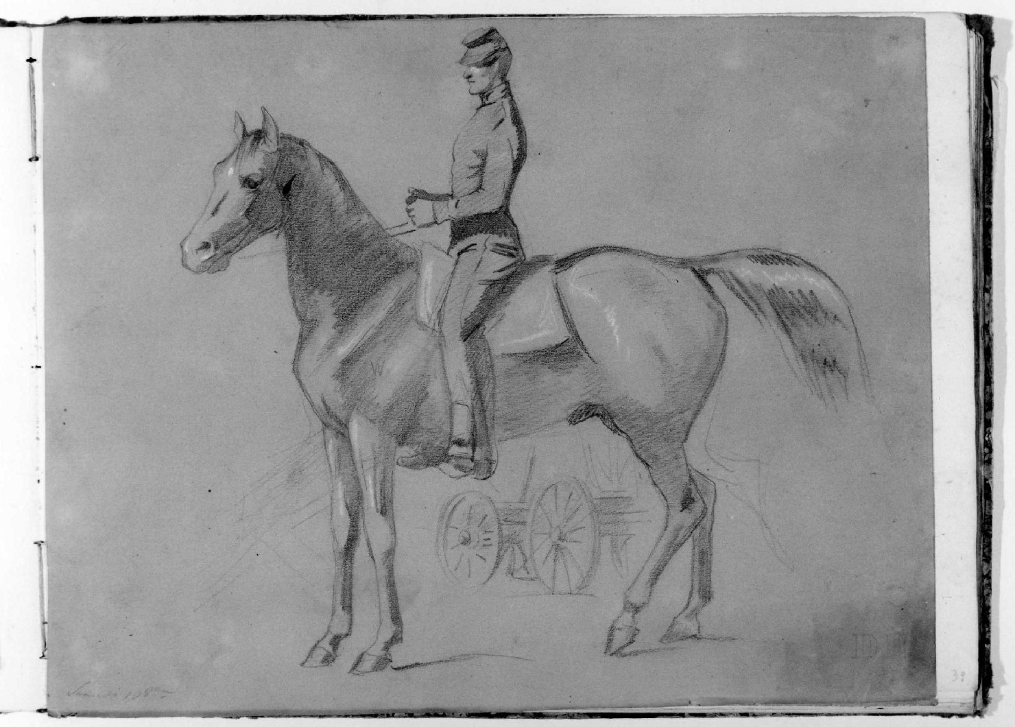 soldato a cavallo (disegno, serie) di Recchia Angelo (metà sec. XIX)