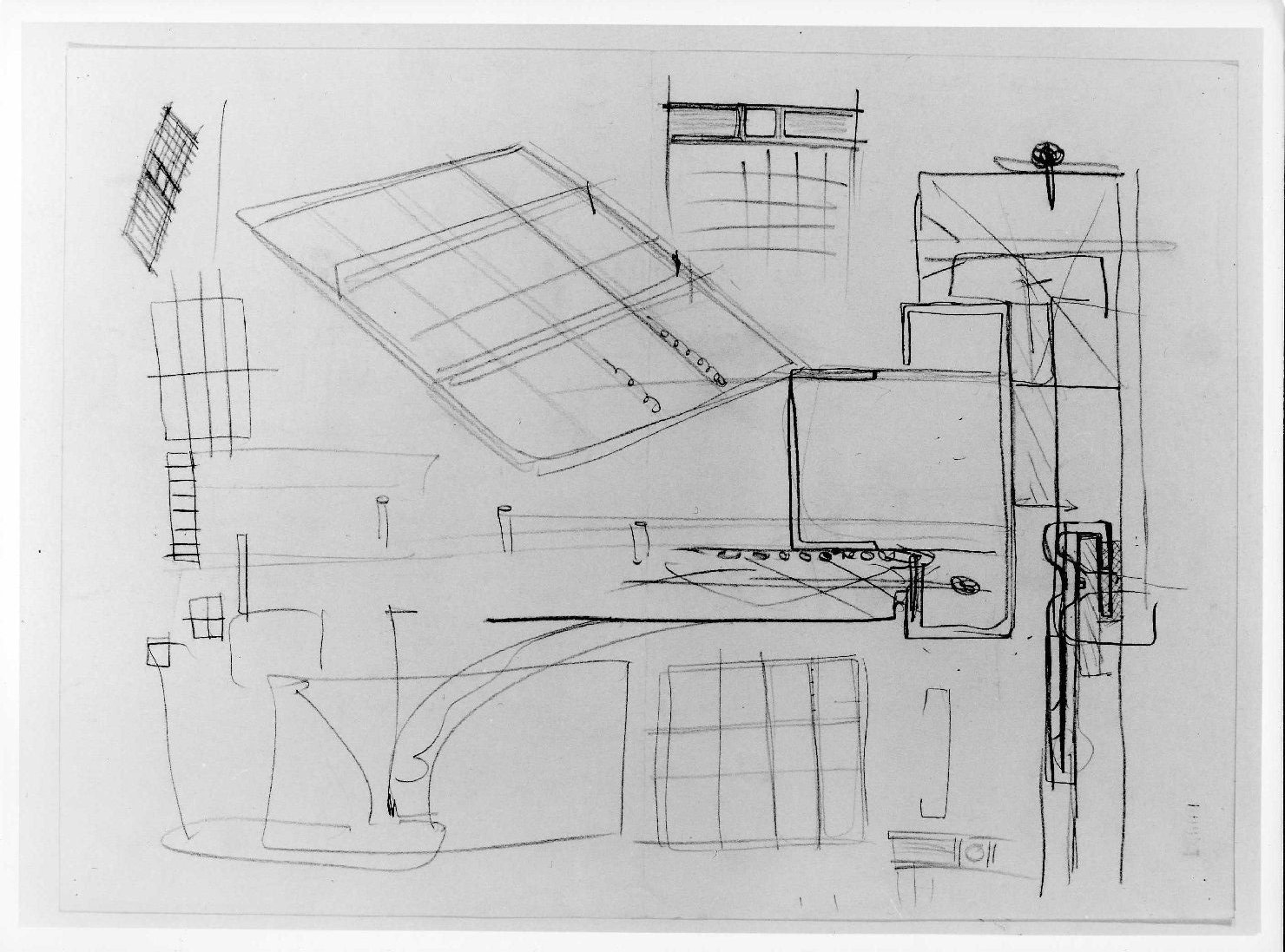 illuminazione e controsoffitti del Museo di Castelvecchio di Verona (disegno preparatorio) di Scarpa Carlo (sec. XX)