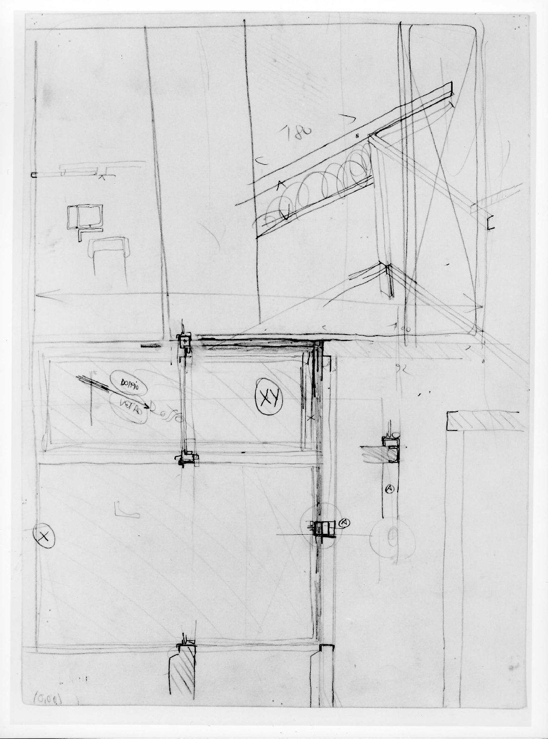 ala orientale del Museo di Castelvecchio di Verona (disegno preparatorio) di Scarpa Carlo (sec. XX)