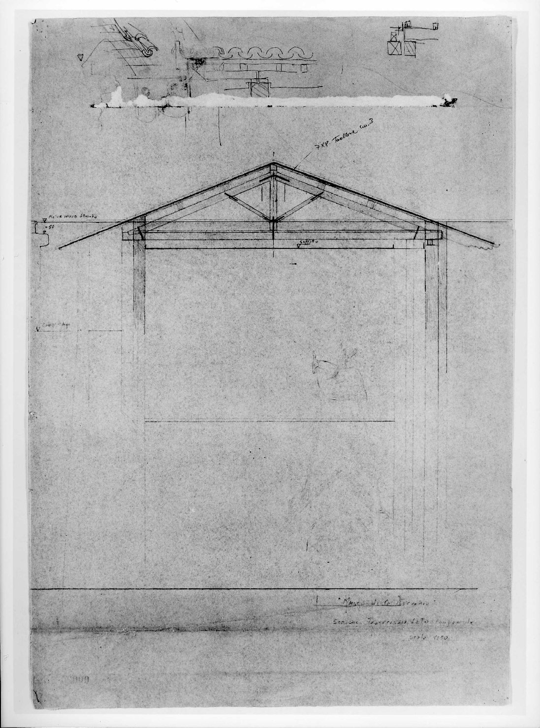 restauro dell'ala della Galleria del Museo di Castelvecchio di Verona (disegno preparatorio) di Scarpa Carlo (sec. XX)