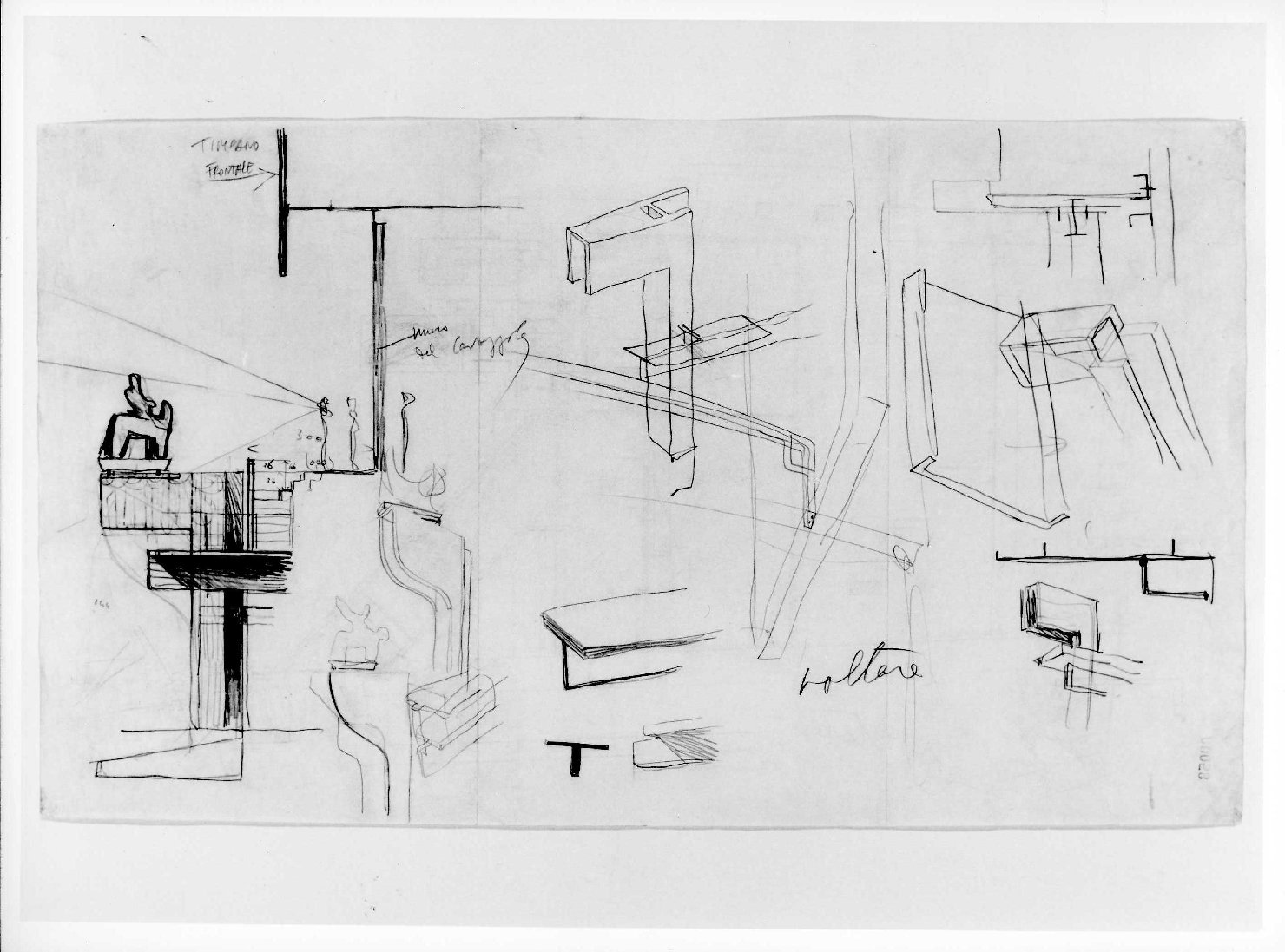 statua equestre di Cangrande I della Scala al Museo di Castelvecchio di Verona (disegno preparatorio) di Scarpa Carlo (sec. XX)