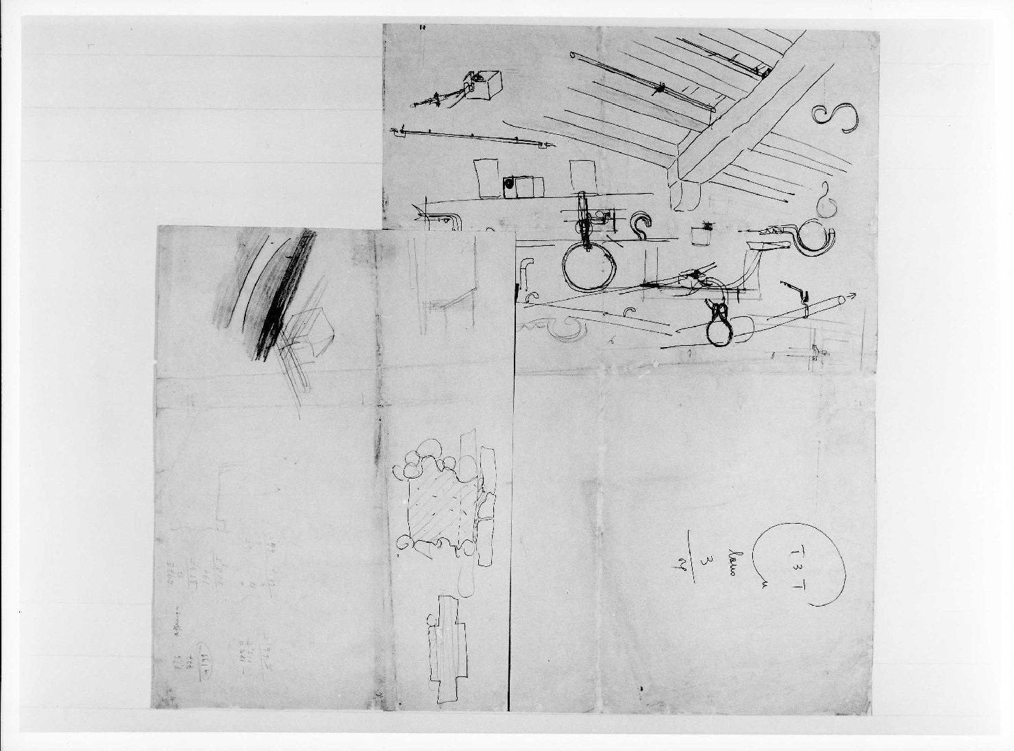 porta del Morbio, mastio e ala della Reggia del Museo di Castelvecchio di Verona (disegno preparatorio) di Scarpa Carlo (sec. XX)