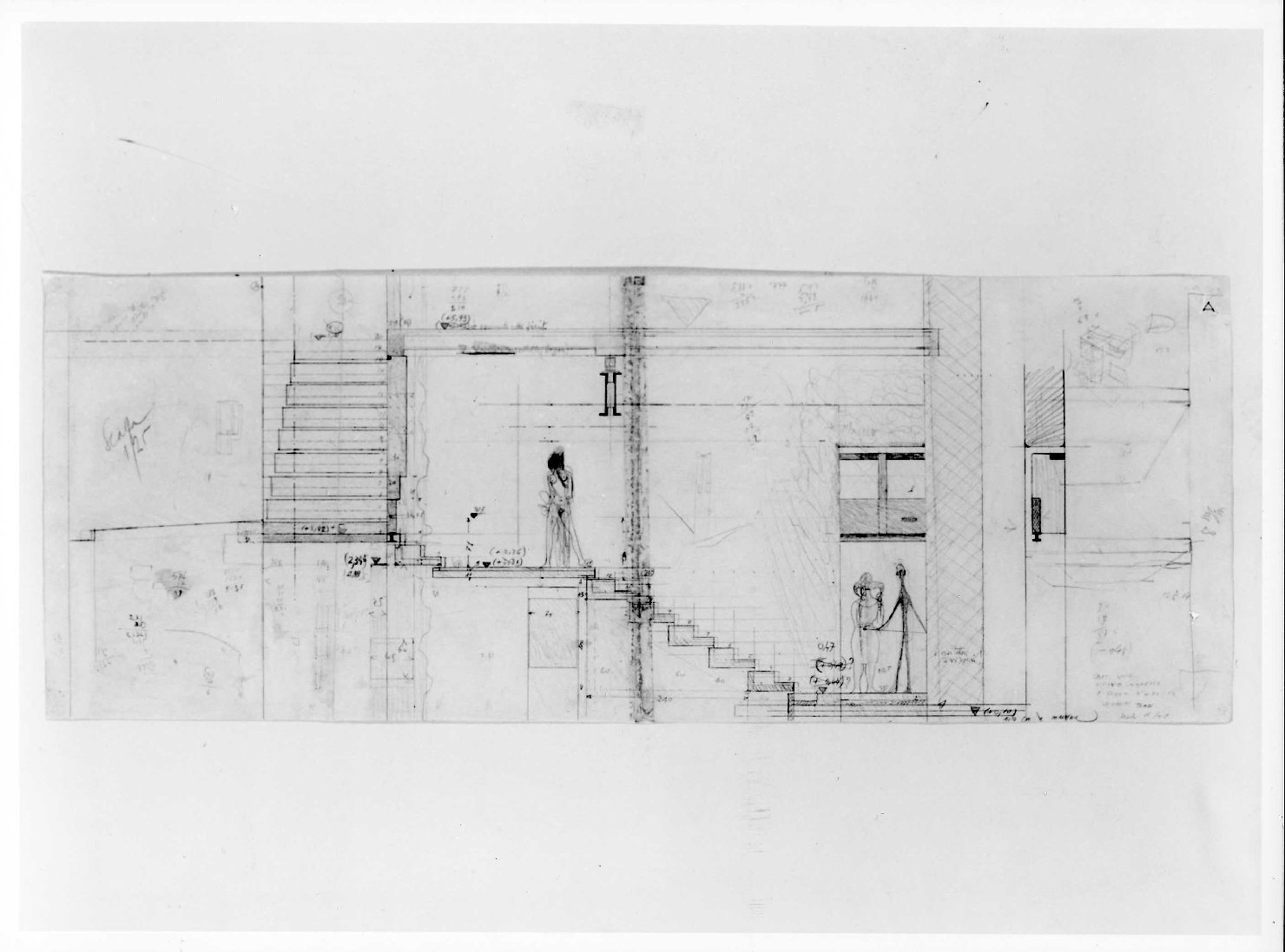 sala di entrata-uscita del Museo di Castelvecchio di Verona (disegno) di Scarpa Carlo (sec. XX)