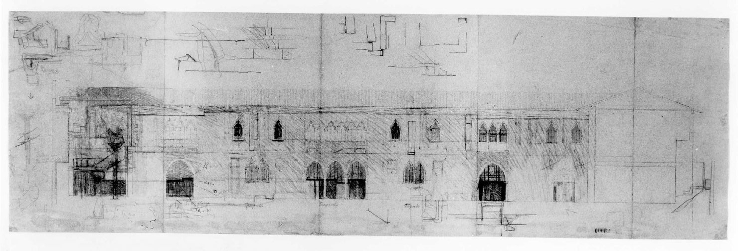 restauro dell'ala della Galleria del Museo di Castelvecchio di Verona (disegno preparatorio) di Scarpa Carlo (sec. XX)