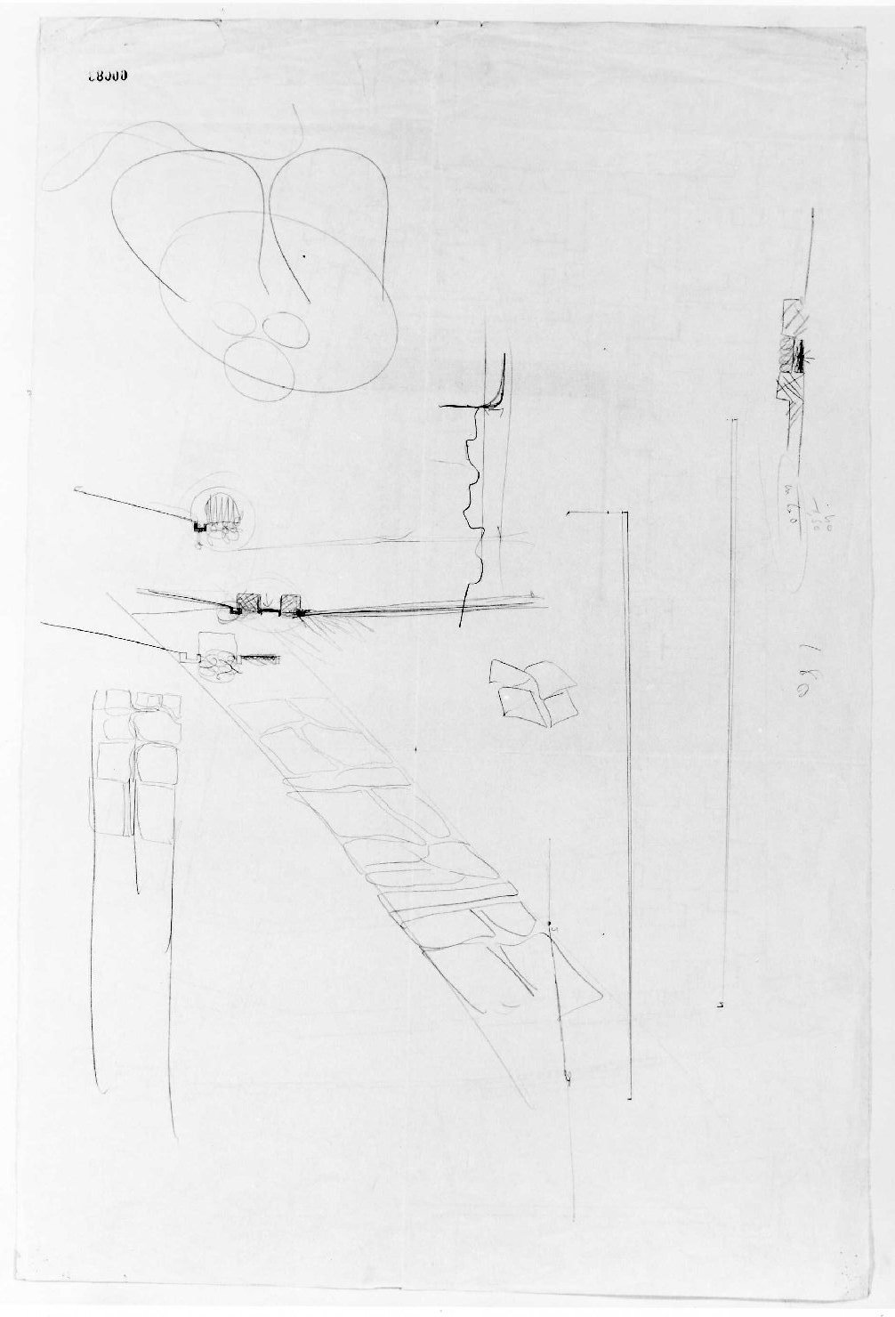 corte e giardino del Museo di Castelvecchio di Verona (disegno preparatorio) di Scarpa Carlo (sec. XX)