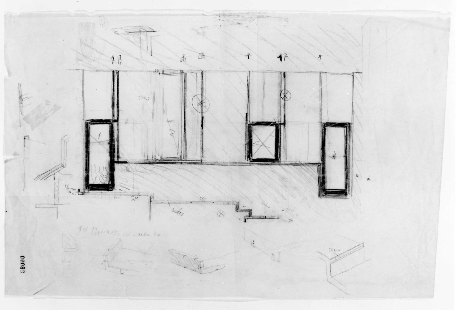 restauro dell'ala della Galleria del Museo di Castelvecchio di Verona (disegno preparatorio) di Scarpa Carlo (sec. XX)