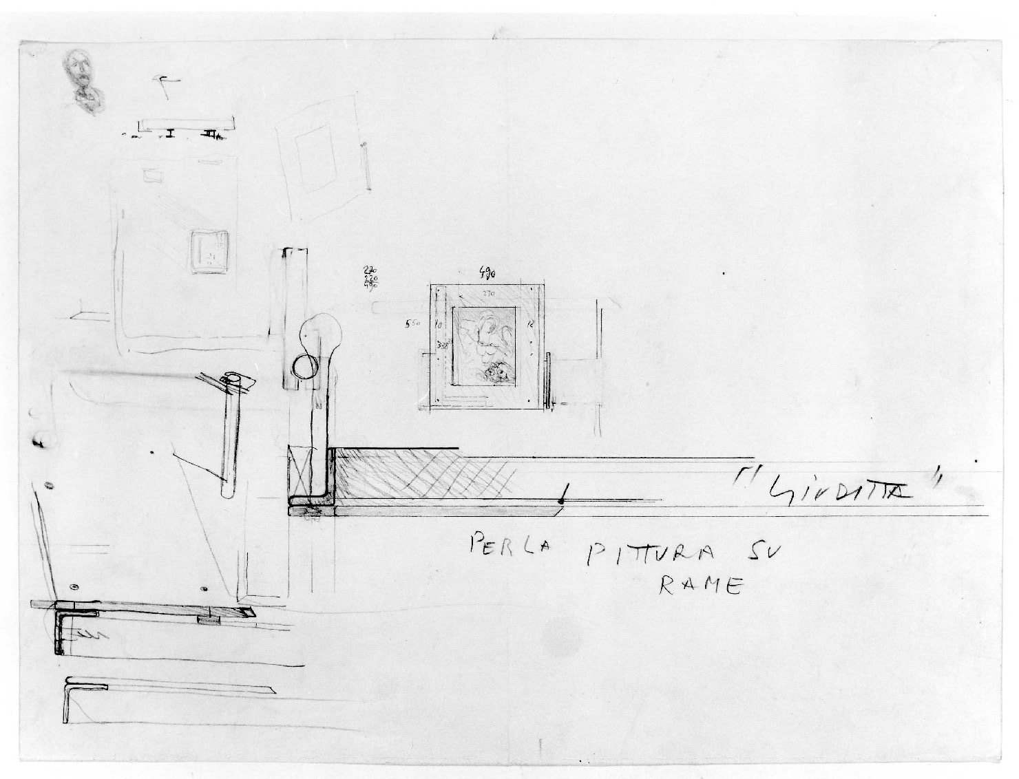 allestimento dell'ala della Galleria del Museo di Castelvecchio di Verona (disegno) di Scarpa Carlo (sec. XX)