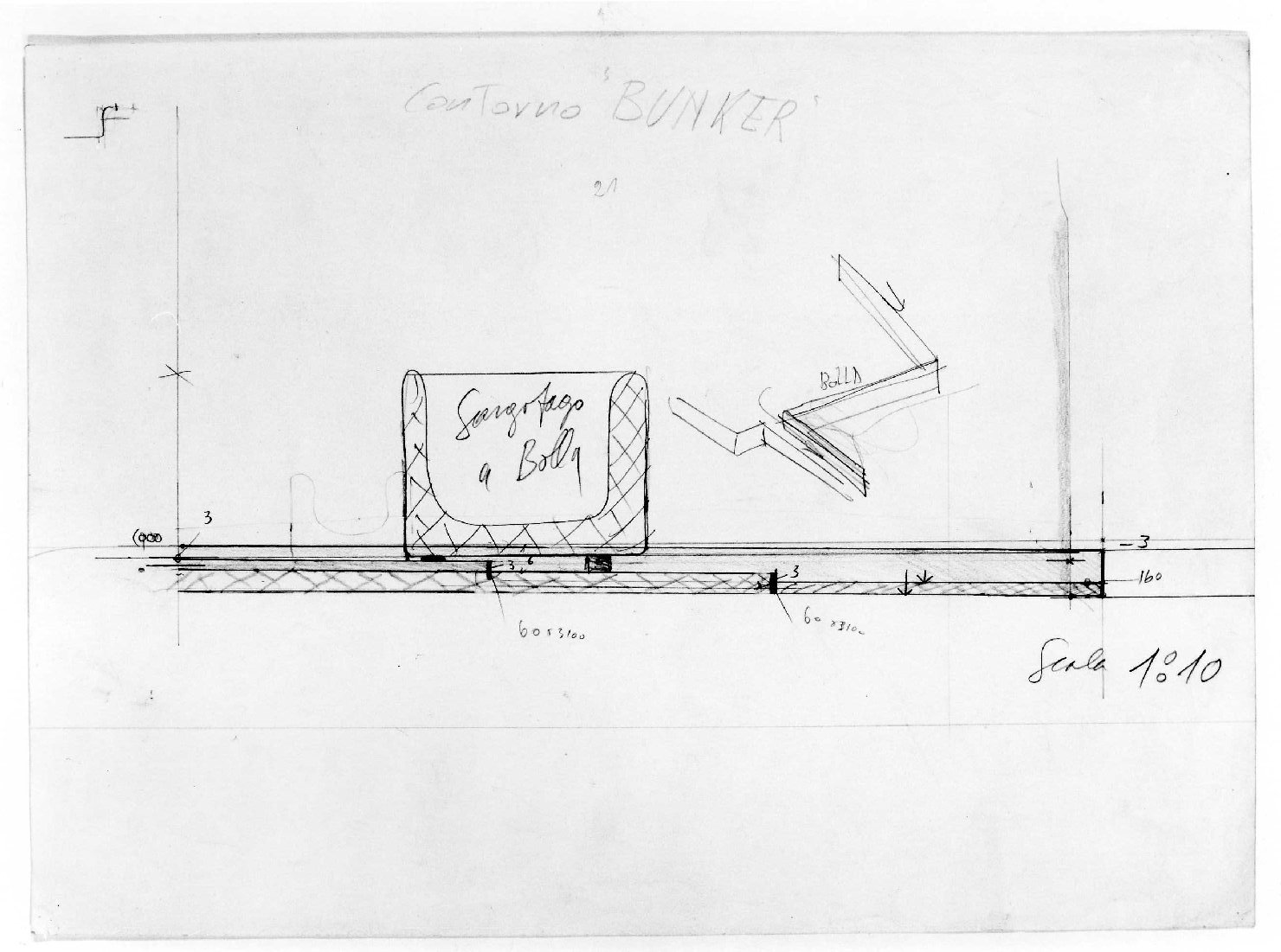 corte e giardino del Museo di Castelvecchio di Verona (disegno) di Scarpa Carlo (sec. XX)