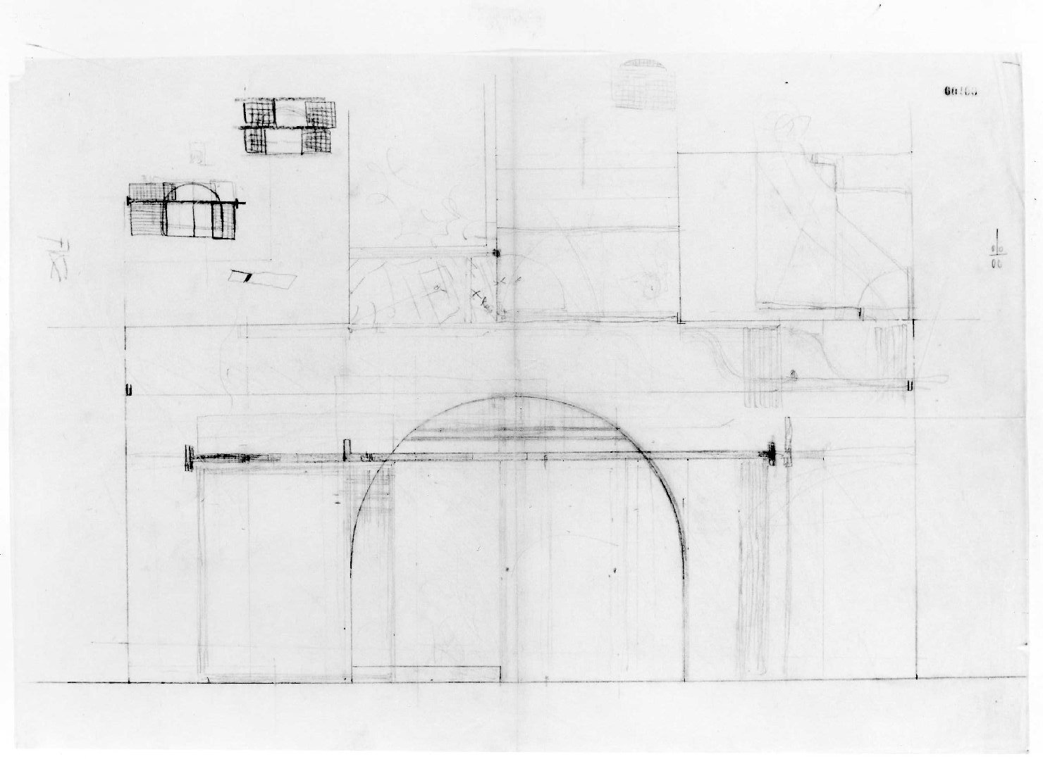 restauro dell'ala della Galleria del Museo di Castelvecchio di Verona (disegno preparatorio) di Scarpa Carlo (sec. XX)