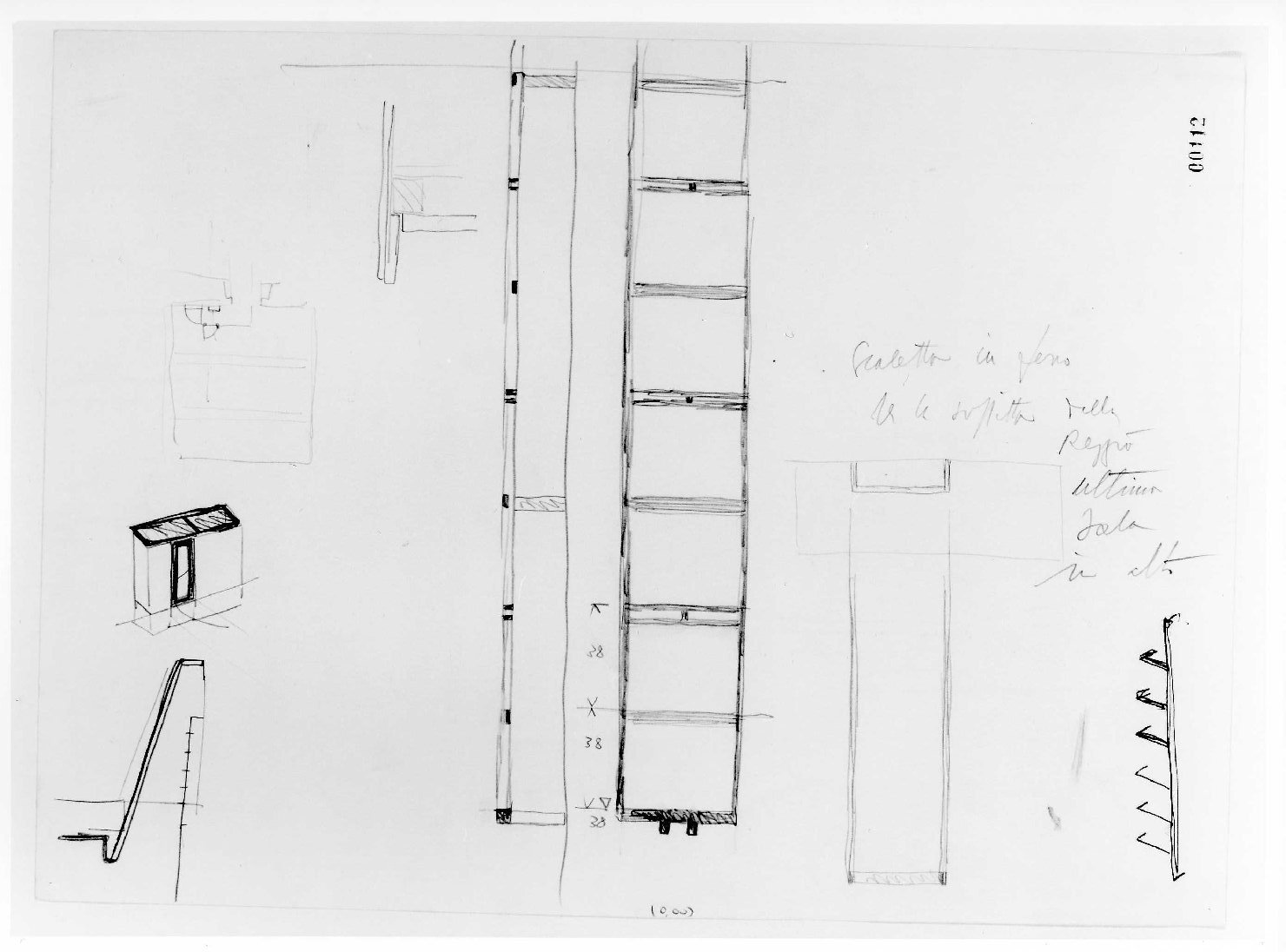 porta del Morbio, mastio e ala della Reggia del Museo di Castelvecchio di Verona (disegno) di Scarpa Carlo (sec. XX)