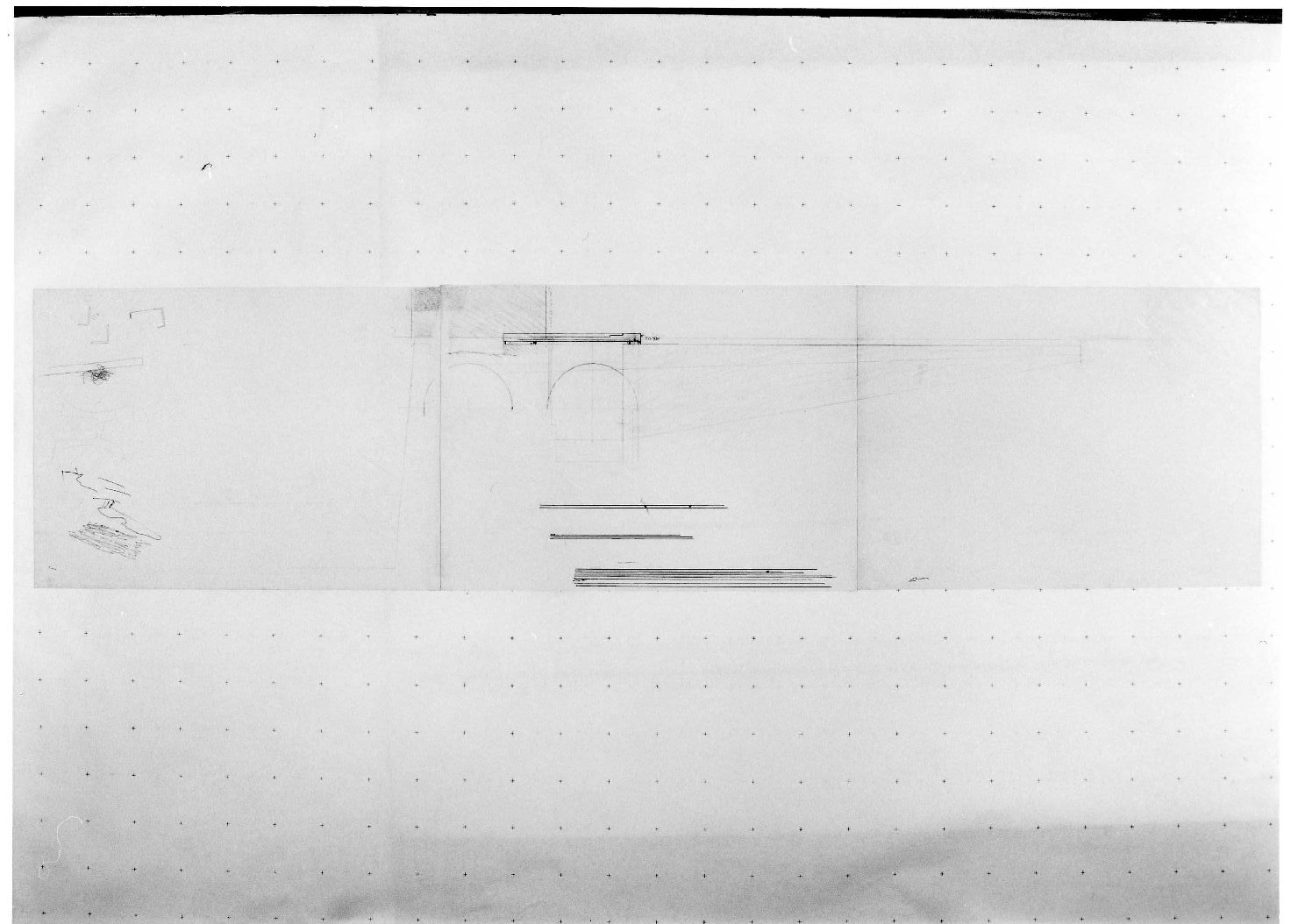 corte e giardino del Museo di Castelvecchio di Verona (disegno preparatorio) di Scarpa Carlo (sec. XX)