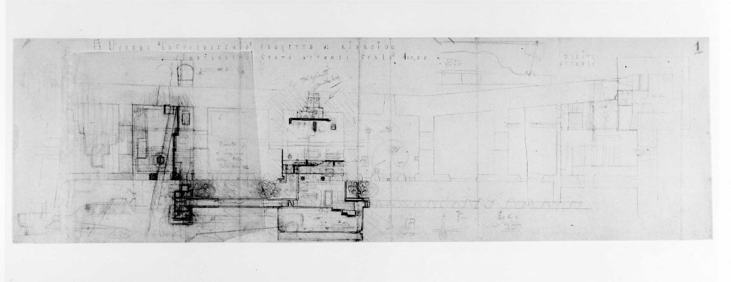 restauro dell'ala della Galleria del Museo di Castelvecchio di Verona (disegno preparatorio) di Scarpa Carlo (sec. XX)