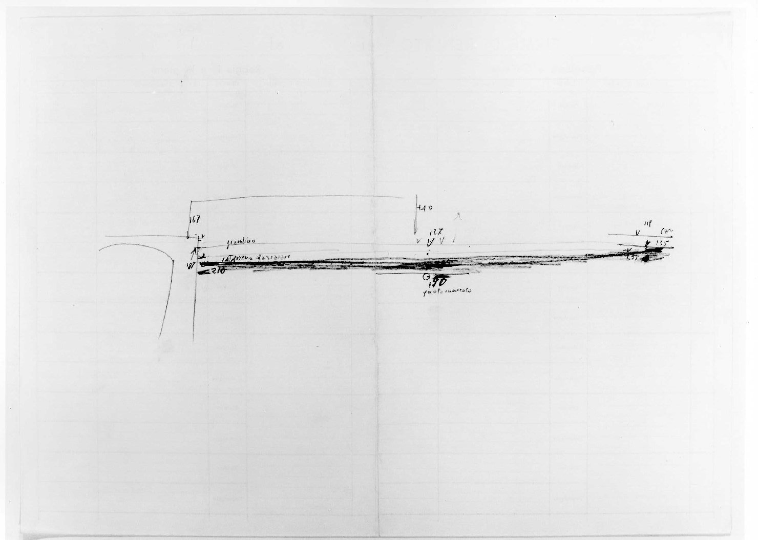 corte e giardino del Museo di Castelvecchio di Verona (disegno preparatorio) di Scarpa Carlo (sec. XX)