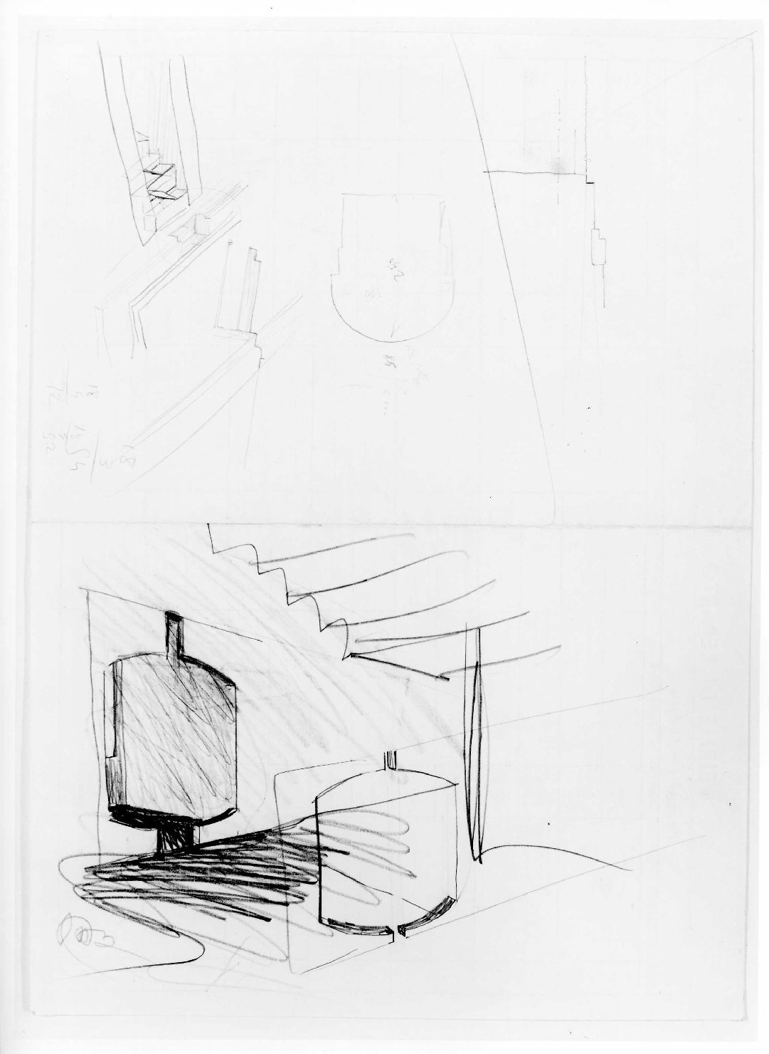 sala di entrata-uscita del Museo di Castelvecchio di Verona (disegno) di Scarpa Carlo (sec. XX)