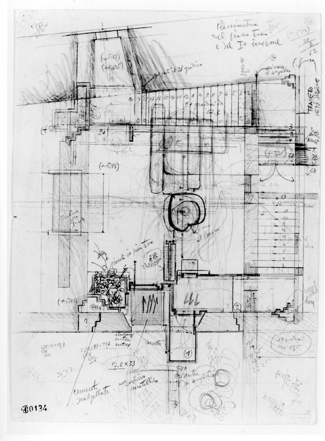 sala di entrata-uscita del Museo di Castelvecchio di Verona (disegno preparatorio) di Scarpa Carlo (sec. XX)