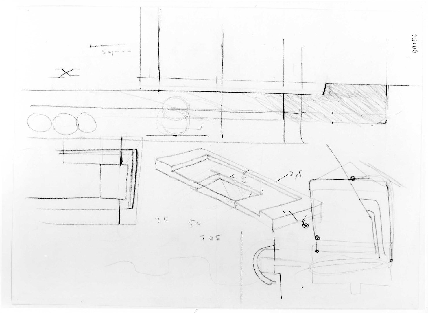 corte e giardino del Museo di Castelvecchio di Verona (disegno preparatorio) di Scarpa Carlo (sec. XX)