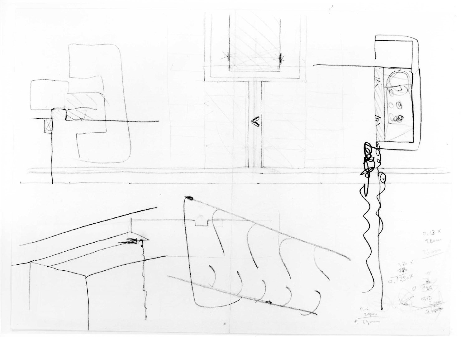 restauro dell'ala della Galleria del Museo di Castelvecchio di Verona (disegno preparatorio) di Scarpa Carlo (sec. XX)