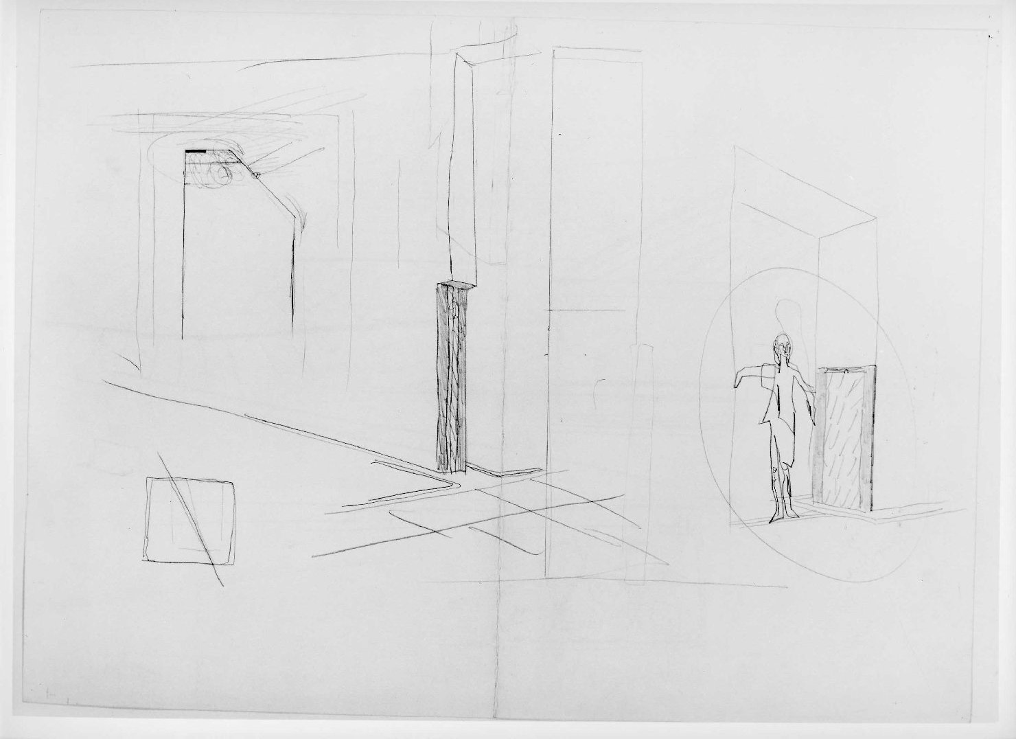 restauro dell'ala della Galleria del Museo di Castelvecchio di Verona (disegno preparatorio) di Scarpa Carlo (sec. XX)