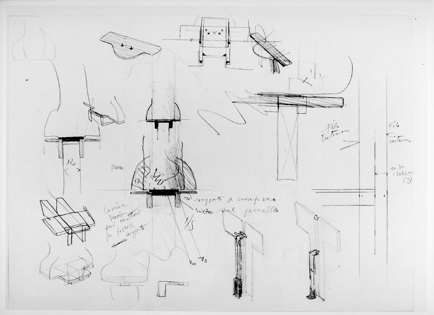 allestimento dell'ala della Galleria del Museo di Castelvecchio di Verona (disegno preparatorio) di Scarpa Carlo (sec. XX)