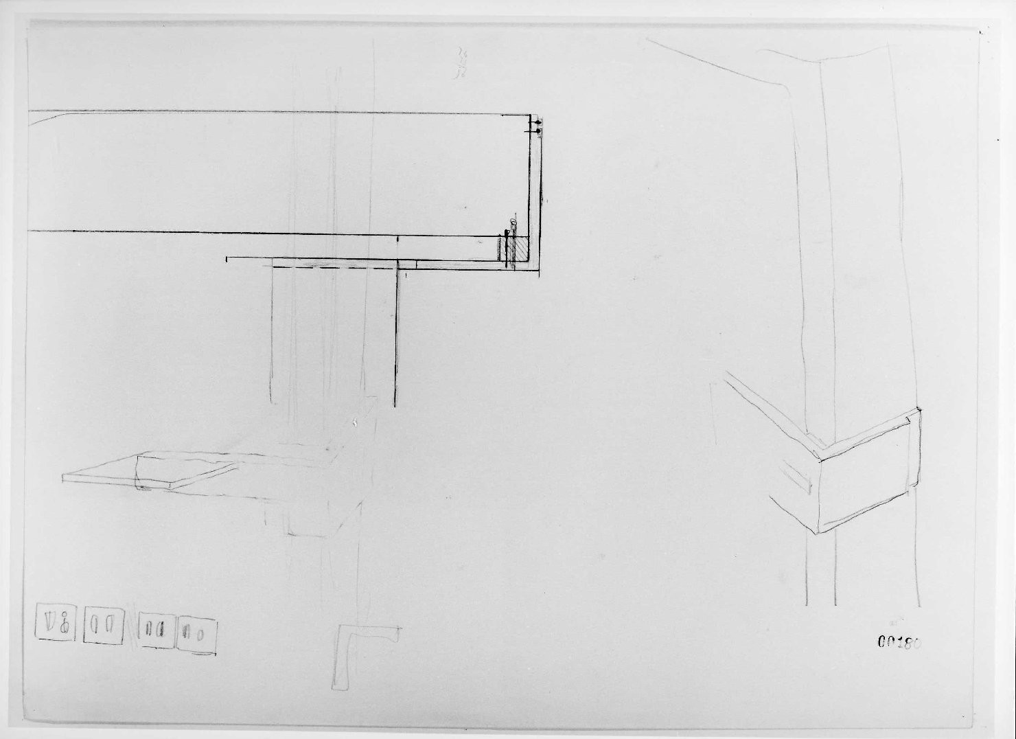 allestimento dell'ala della Galleria del Museo di Castelvecchio di Verona (disegno preparatorio) di Scarpa Carlo (sec. XX)