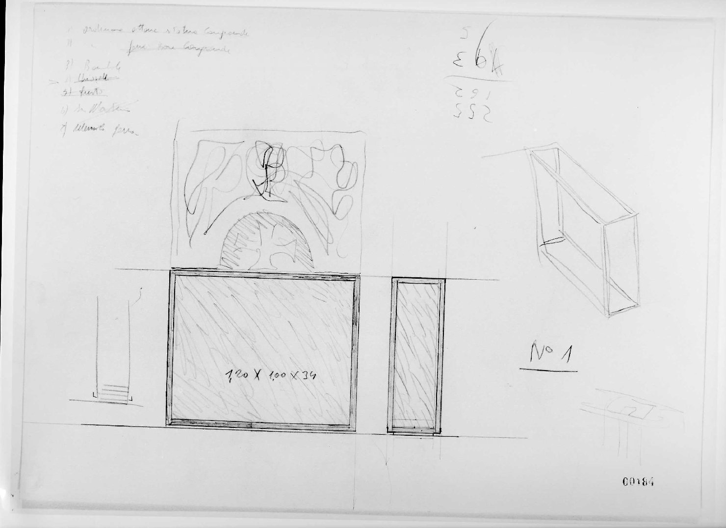 allestimento dell'ala della Galleria del Museo di Castelvecchio di Verona (disegno) di Scarpa Carlo (sec. XX)