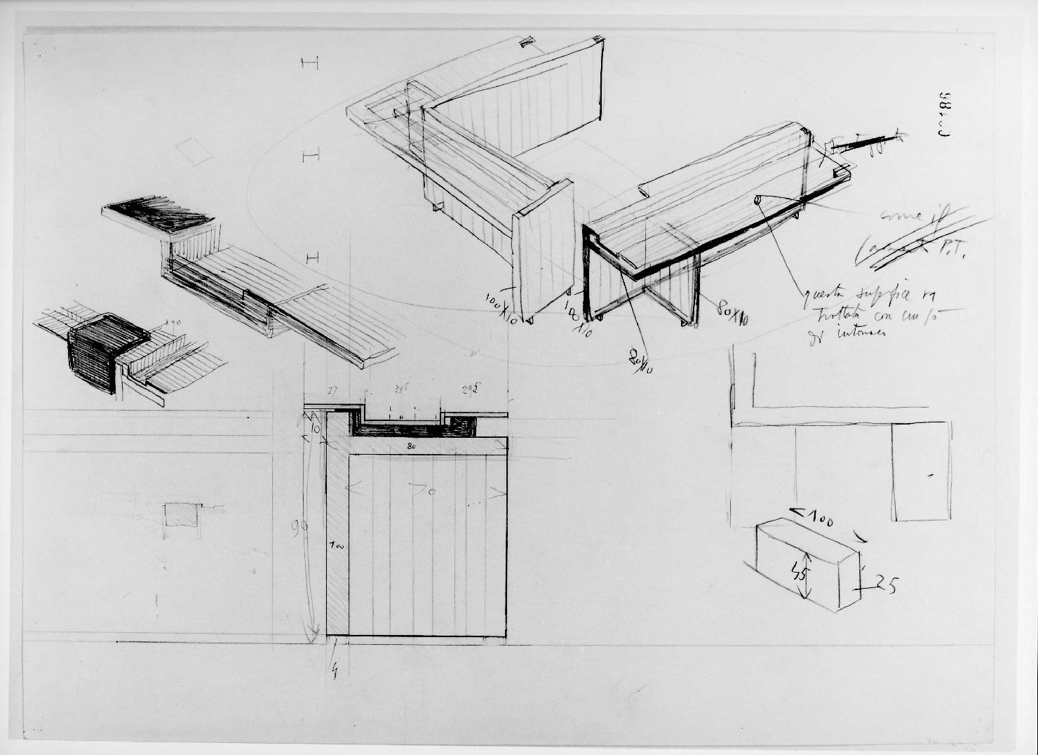 sala di entrata-uscita del Museo di Castelvecchio di Verona (disegno) di Scarpa Carlo (sec. XX)