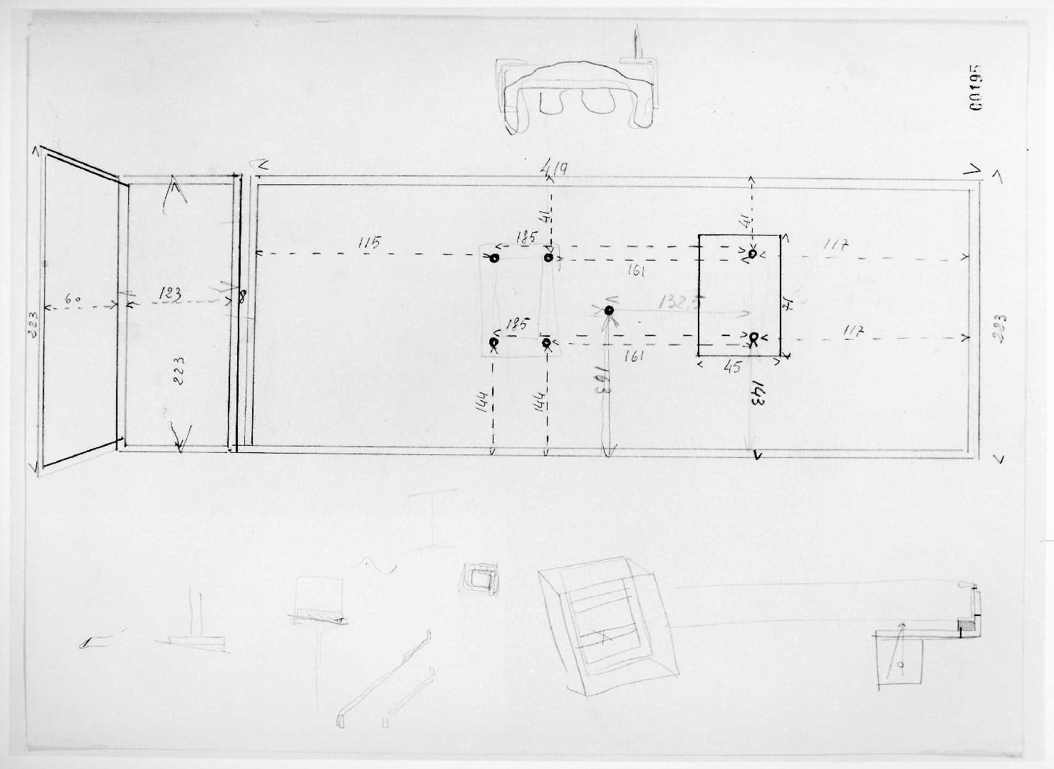 allestimento dell'ala della Galleria del Museo di Castelvecchio di Verona (disegno) di Scarpa Carlo (sec. XX)