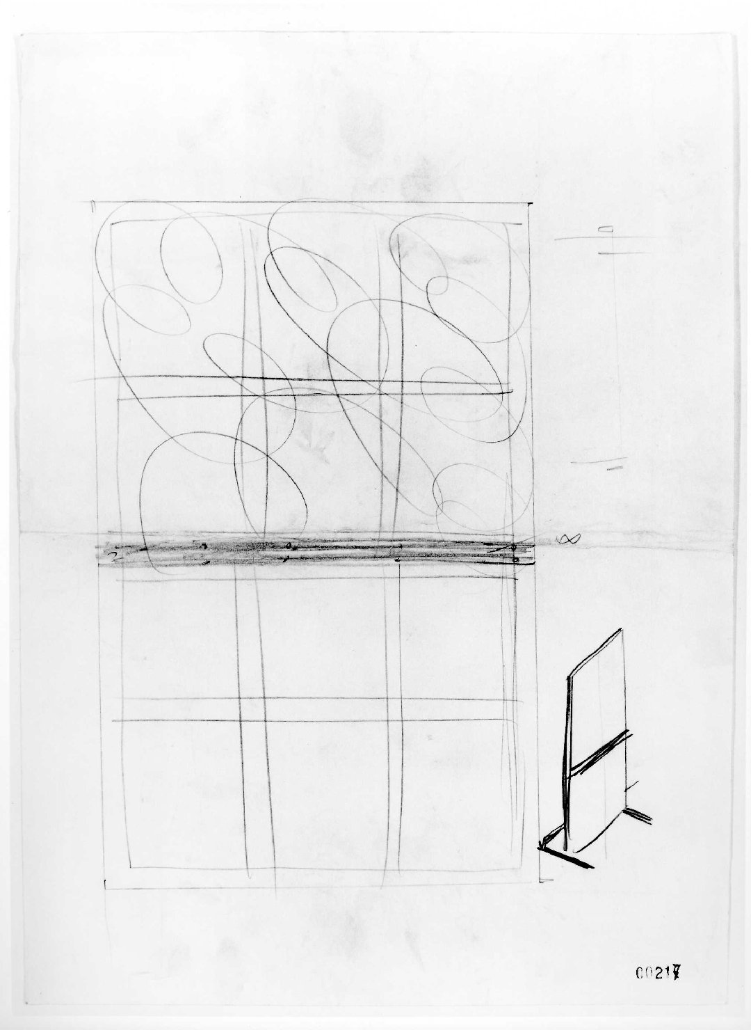 allestimento dell'ala della Galleria del Museo di Castelvecchio di Verona (disegno preparatorio) di Scarpa Carlo (sec. XX)