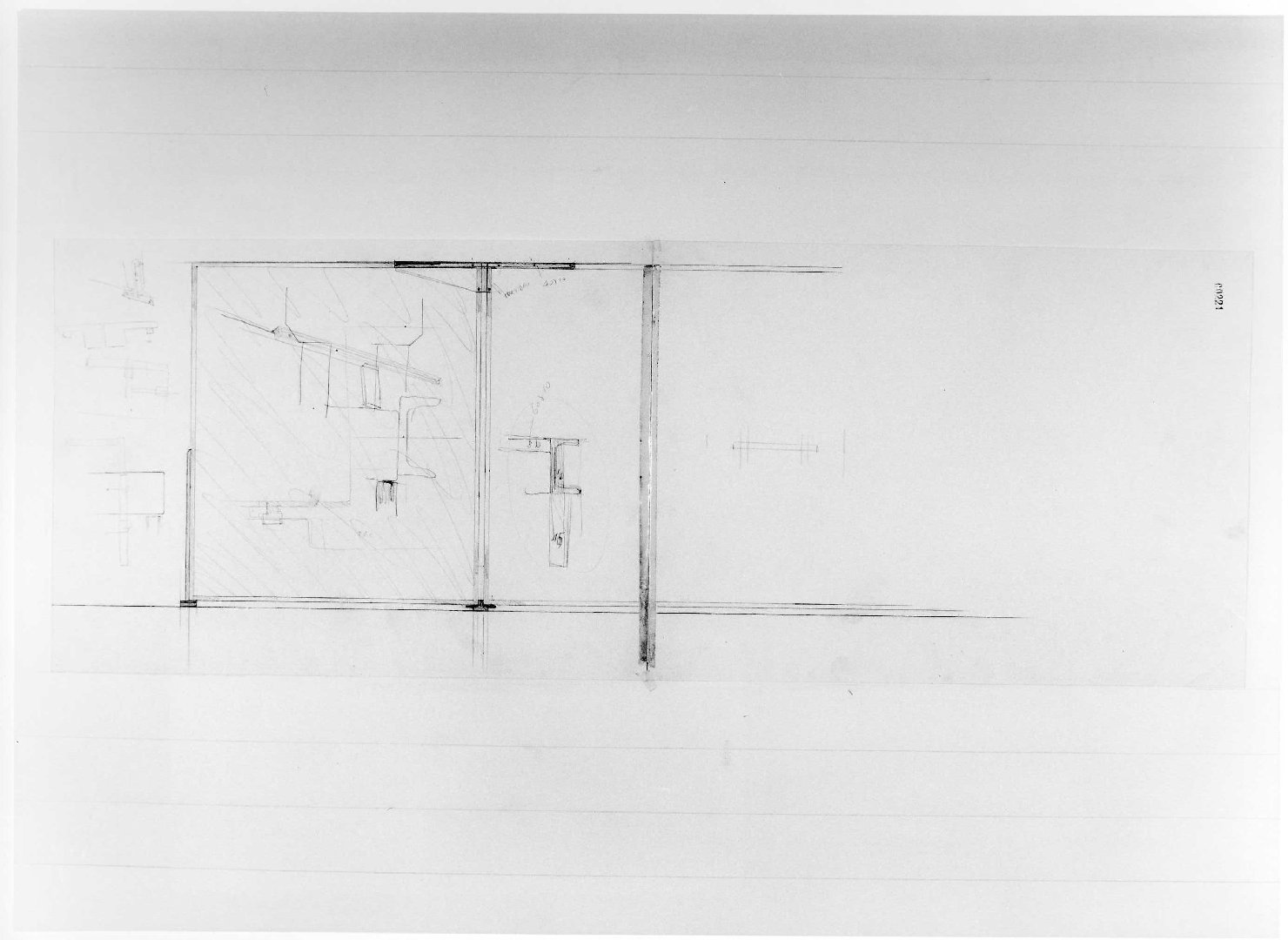 allestimento dell'ala della Galleria del Museo di Castelvecchio di Verona (disegno preparatorio) di Scarpa Carlo (sec. XX)