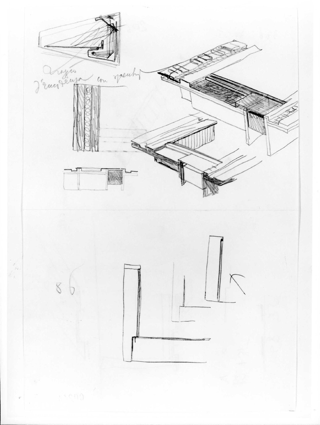 sala di entrata-uscita del Museo di Castelvecchio di Verona (disegno preparatorio) di Scarpa Carlo (sec. XX)