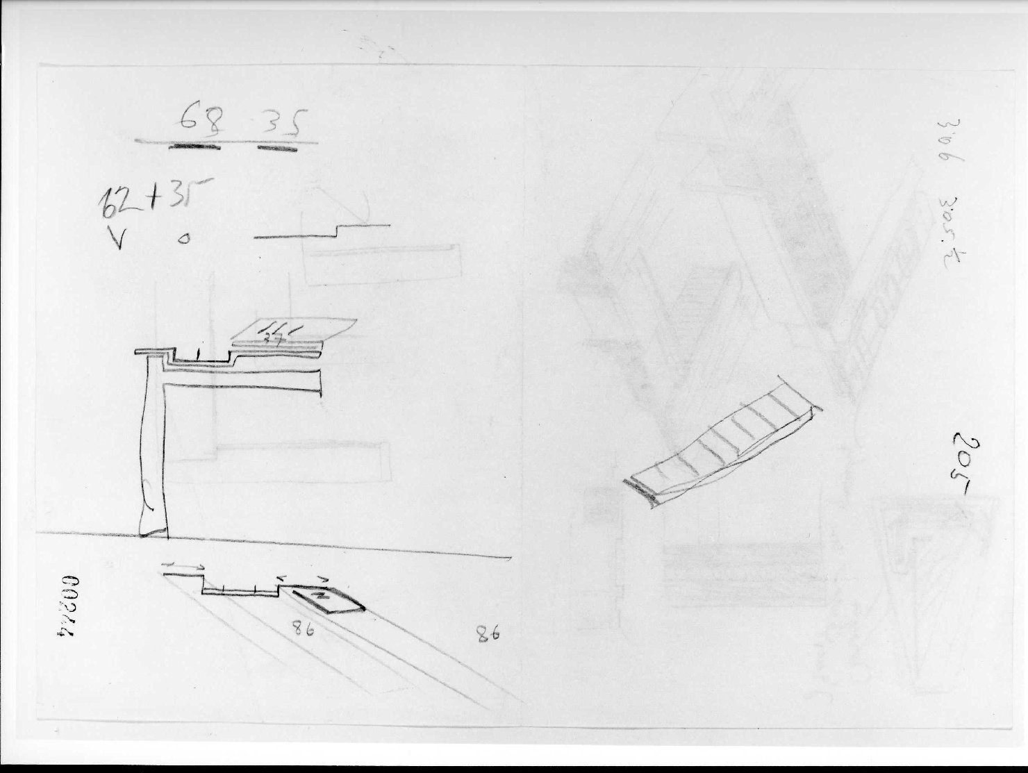 sala di entrata-uscita del Museo di Castelvecchio di Verona (disegno preparatorio) di Scarpa Carlo (sec. XX)