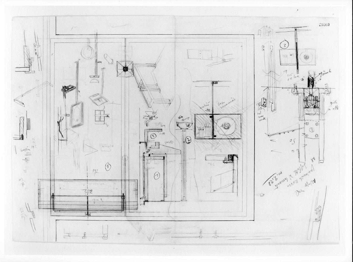 sacello del Museo di Castelvecchio di Verona (disegno preparatorio) di Scarpa Carlo (sec. XX)