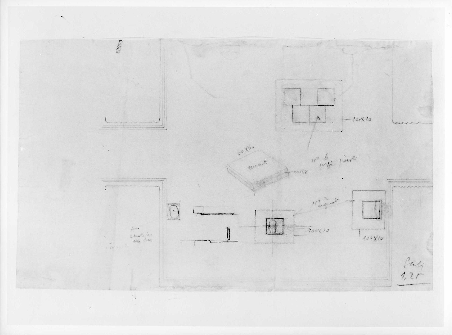corte e giardino del Museo di Castelvecchio di Verona (disegno) di Scarpa Carlo (sec. XX)