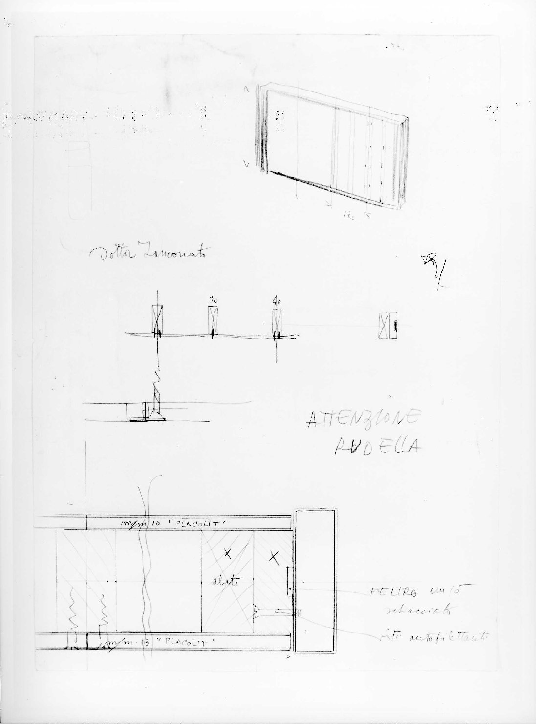 allestimento dell'ala della Galleria del Museo di Castelvecchio di Verona (disegno) di Scarpa Carlo (sec. XX)