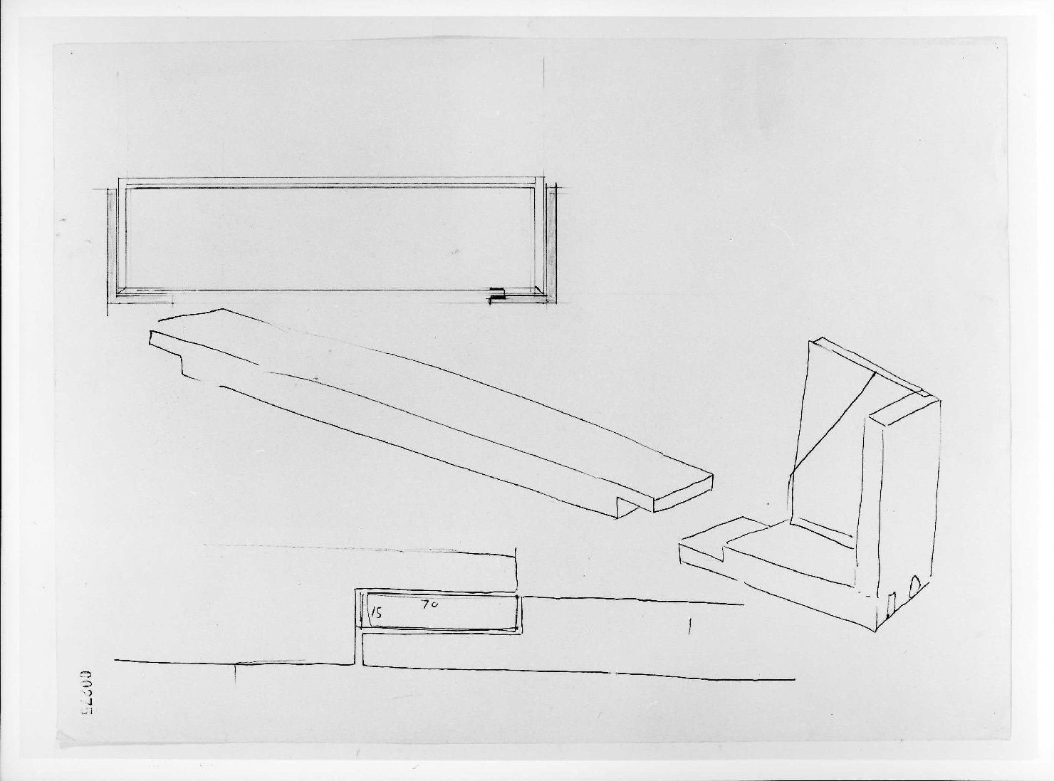 porta del Morbio, mastio e ala della Reggia del Museo di Castelvecchio di Verona (disegno preparatorio) di Scarpa Carlo (sec. XX)
