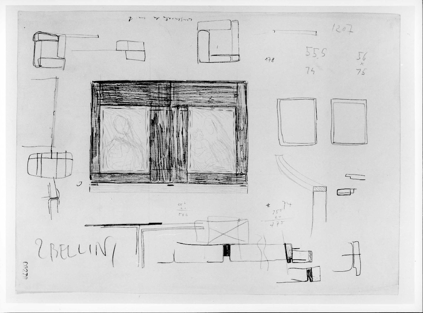 porta del Morbio, mastio e ala della Reggia del Museo di Castelvecchio di Verona (disegno) di Scarpa Carlo (sec. XX)