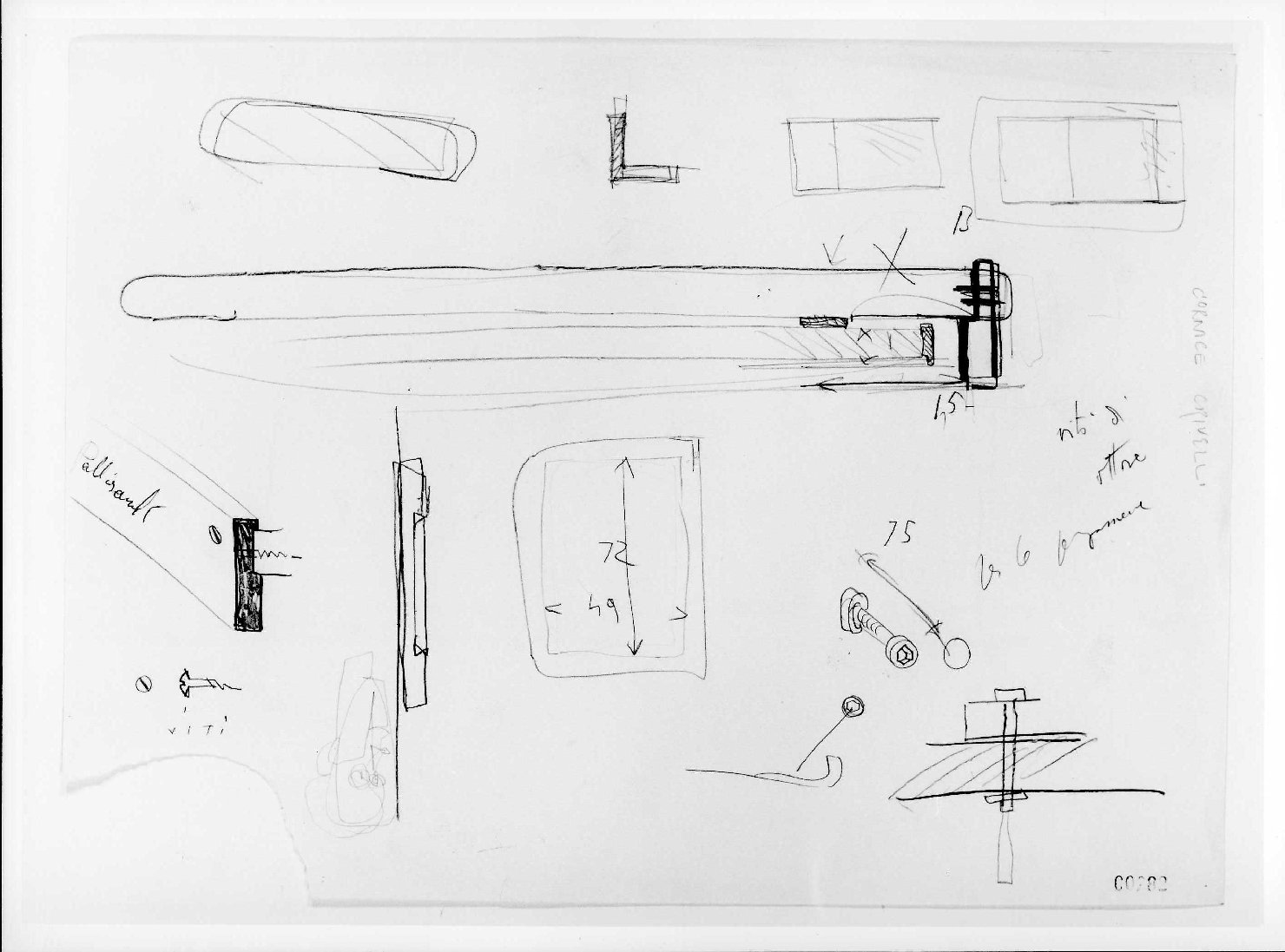 porta del Morbio, mastio e ala della Reggia del Museo di Castelvecchio di Verona (disegno preparatorio) di Scarpa Carlo (sec. XX)