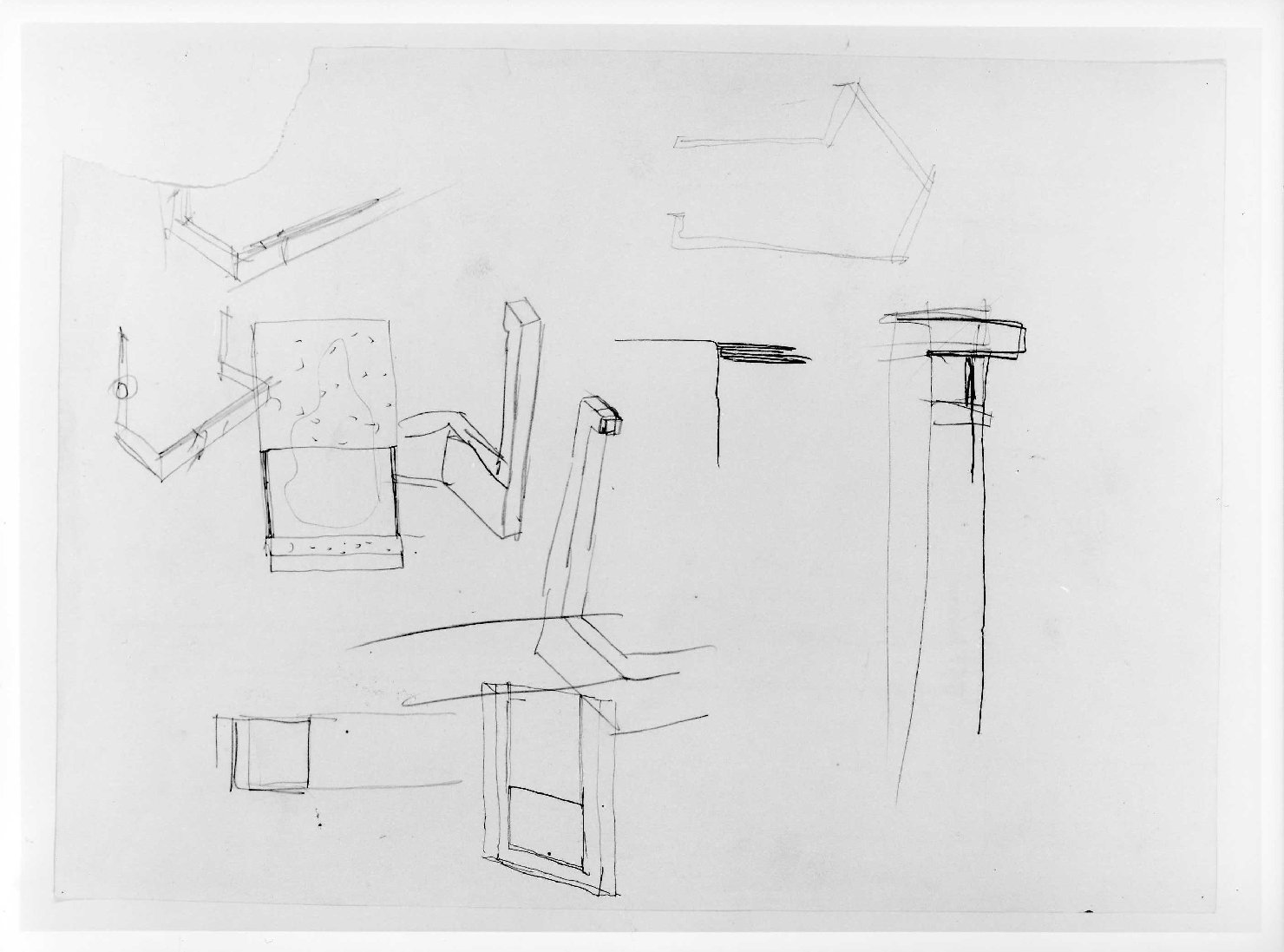 porta del Morbio, mastio e ala della Reggia del Museo di Castelvecchio di Verona (disegno preparatorio) di Scarpa Carlo (sec. XX)