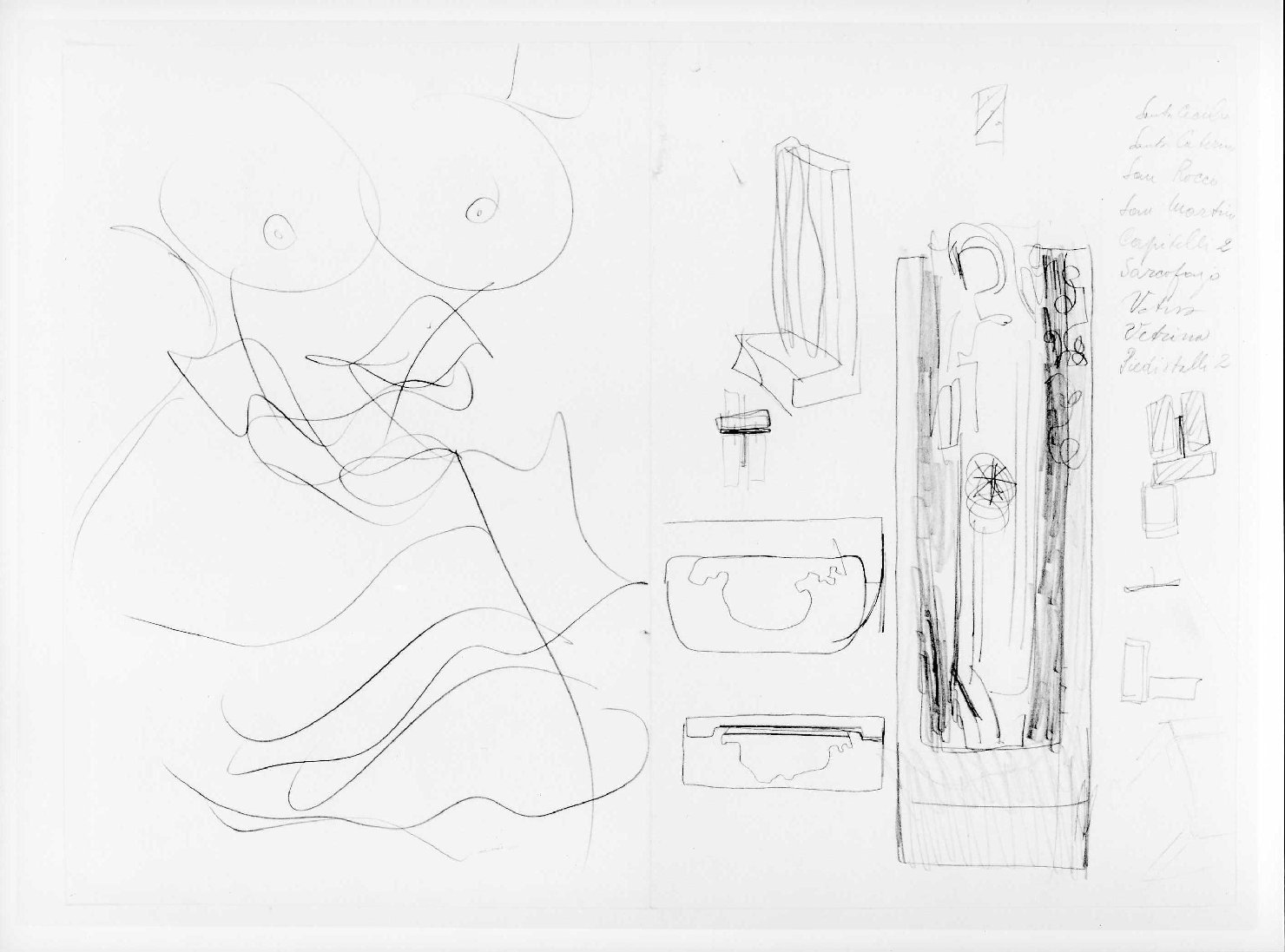 allestimento provvisorio dell'ala della Galleria del Museo di Castelvecchio di Verona (disegno preparatorio) di Scarpa Carlo (sec. XX)