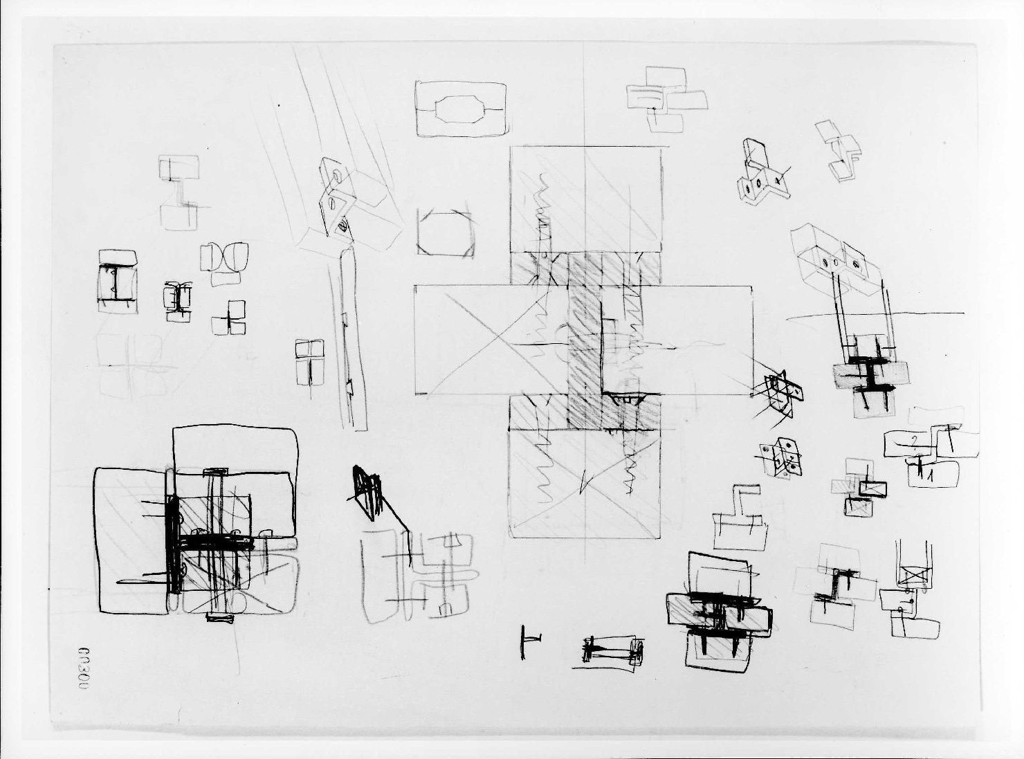 allestimento provvisorio dell'ala della Galleria del Museo di Castelvecchio di Verona (disegno preparatorio) di Scarpa Carlo (sec. XX)