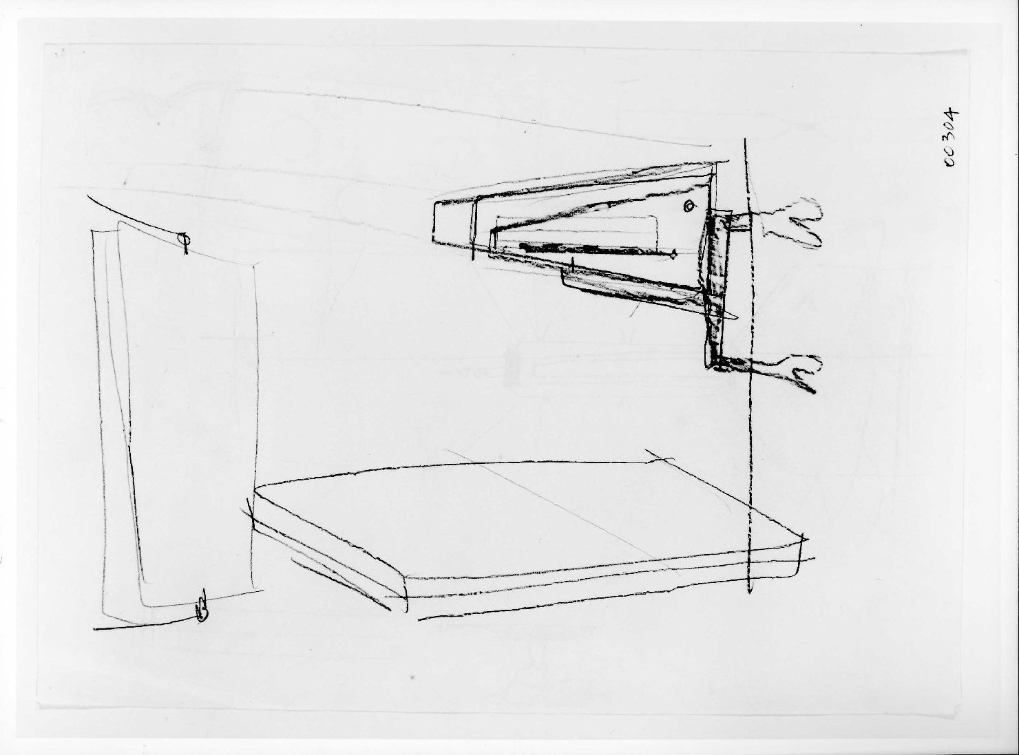 porta del Morbio, mastio e ala della Reggia del Museo di Castelvecchio di Verona (disegno preparatorio) di Scarpa Carlo (sec. XX)