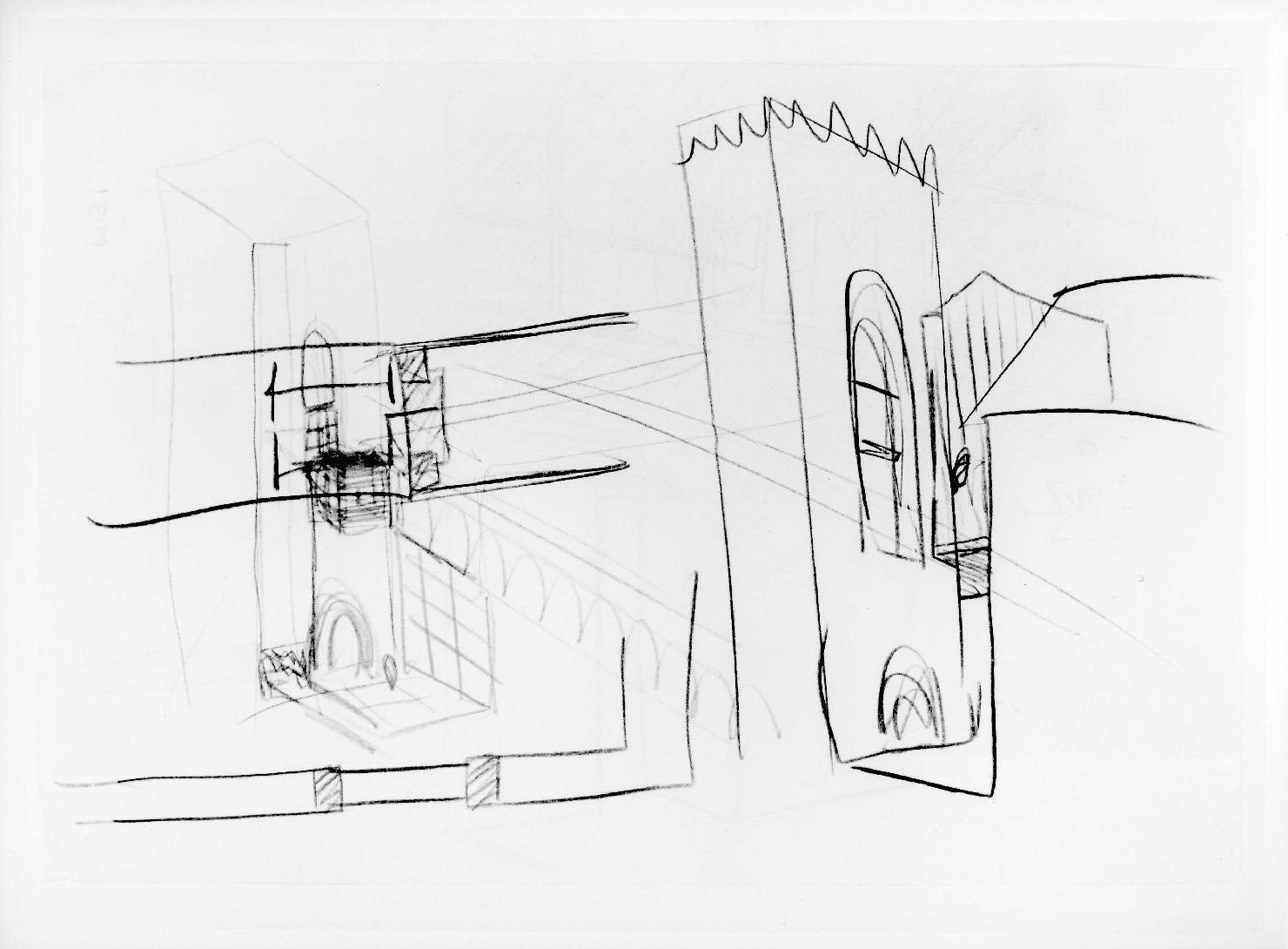 ala orientale del Museo di Castelvecchio di Verona (disegno) di Scarpa Carlo (sec. XX)