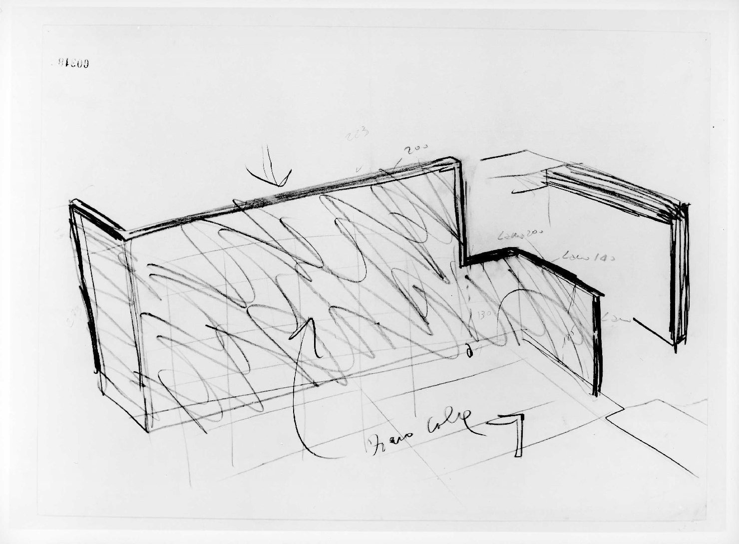 sala di entrata-uscita del Museo di Castelvecchio di Verona (disegno) di Scarpa Carlo (sec. XX)