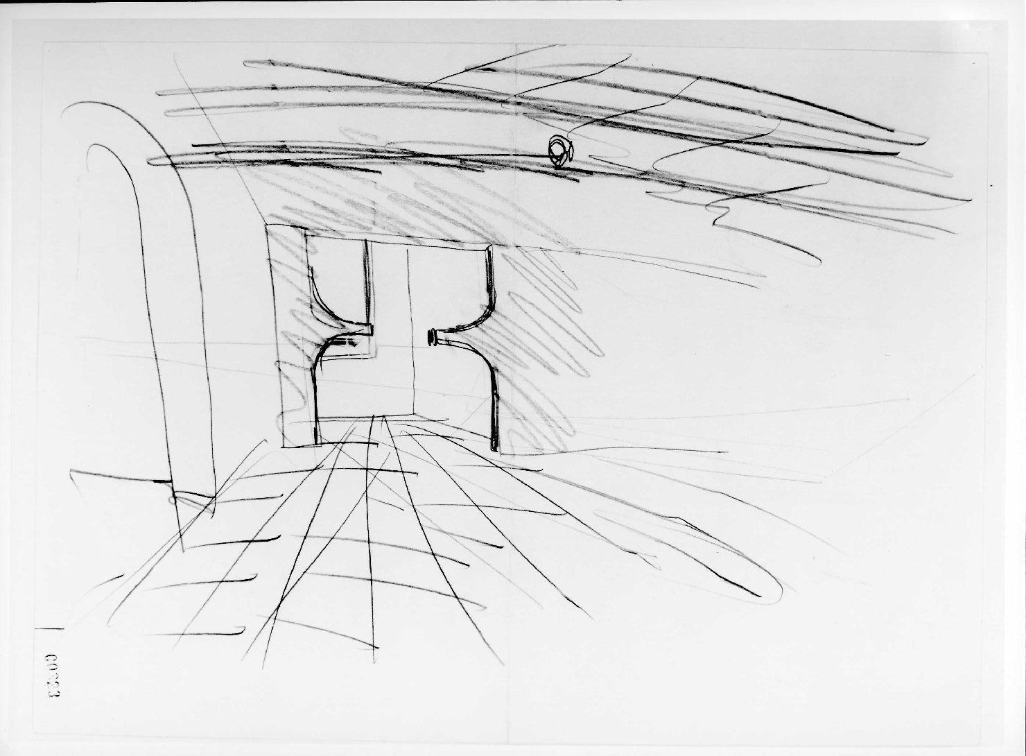 sala di entrata-uscita del Museo di Castelvecchio di Verona (disegno) di Scarpa Carlo (sec. XX)