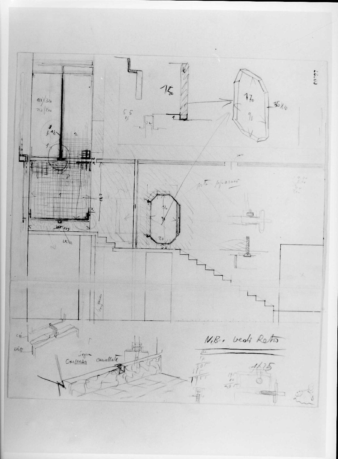 sala di entrata-uscita del Museo di Castelvecchio di Verona (disegno preparatorio) di Scarpa Carlo (sec. XX)
