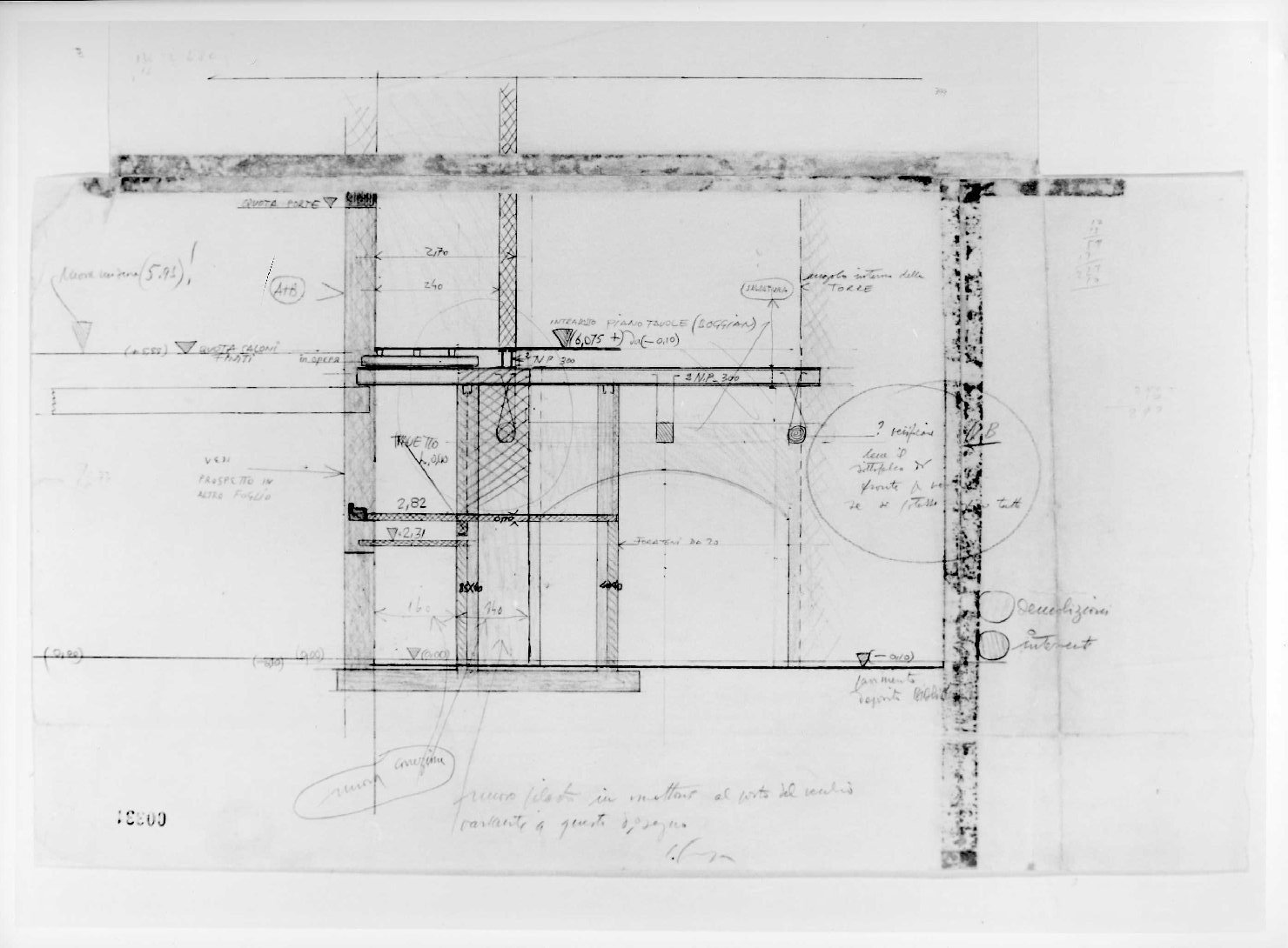 ala orientale del Museo di Castelvecchio di Verona (disegno) di Scarpa Carlo (sec. XX)