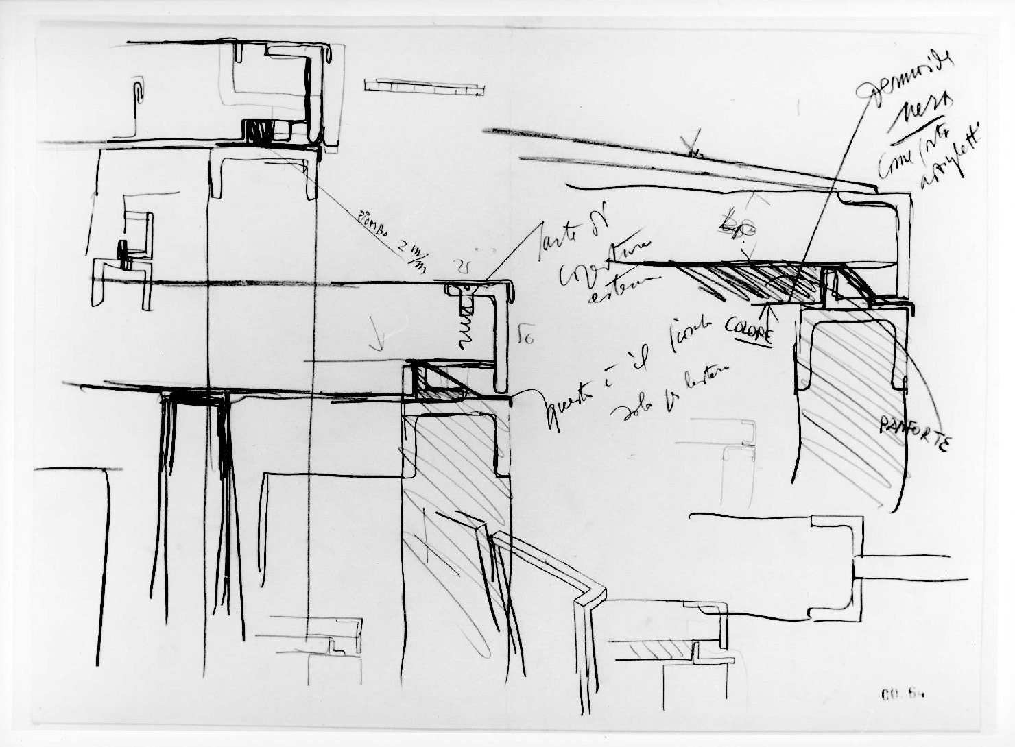 ala orientale del Museo di Castelvecchio di Verona (disegno preparatorio) di Scarpa Carlo (sec. XX)