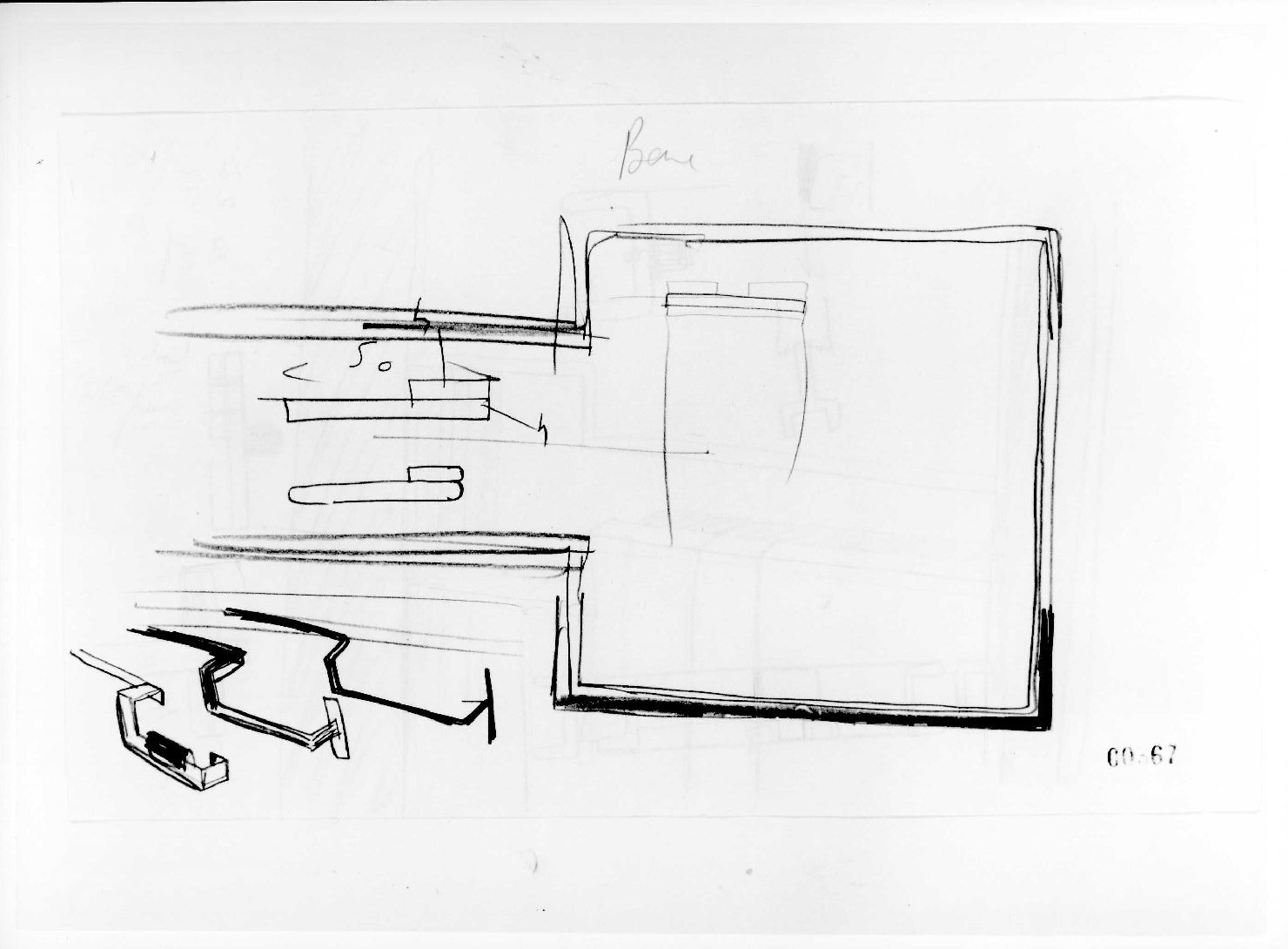 ala orientale del Museo di Castelvecchio di Verona (disegno preparatorio) di Scarpa Carlo (sec. XX)