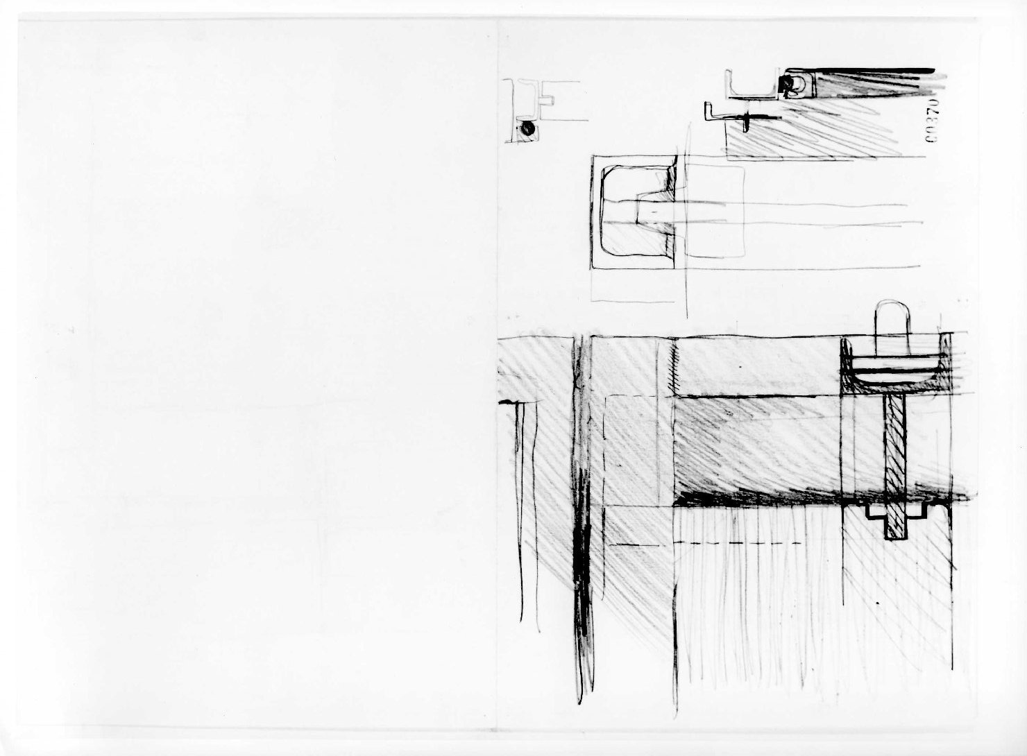 ala orientale del Museo di Castelvecchio di Verona (disegno preparatorio) di Scarpa Carlo (sec. XX)